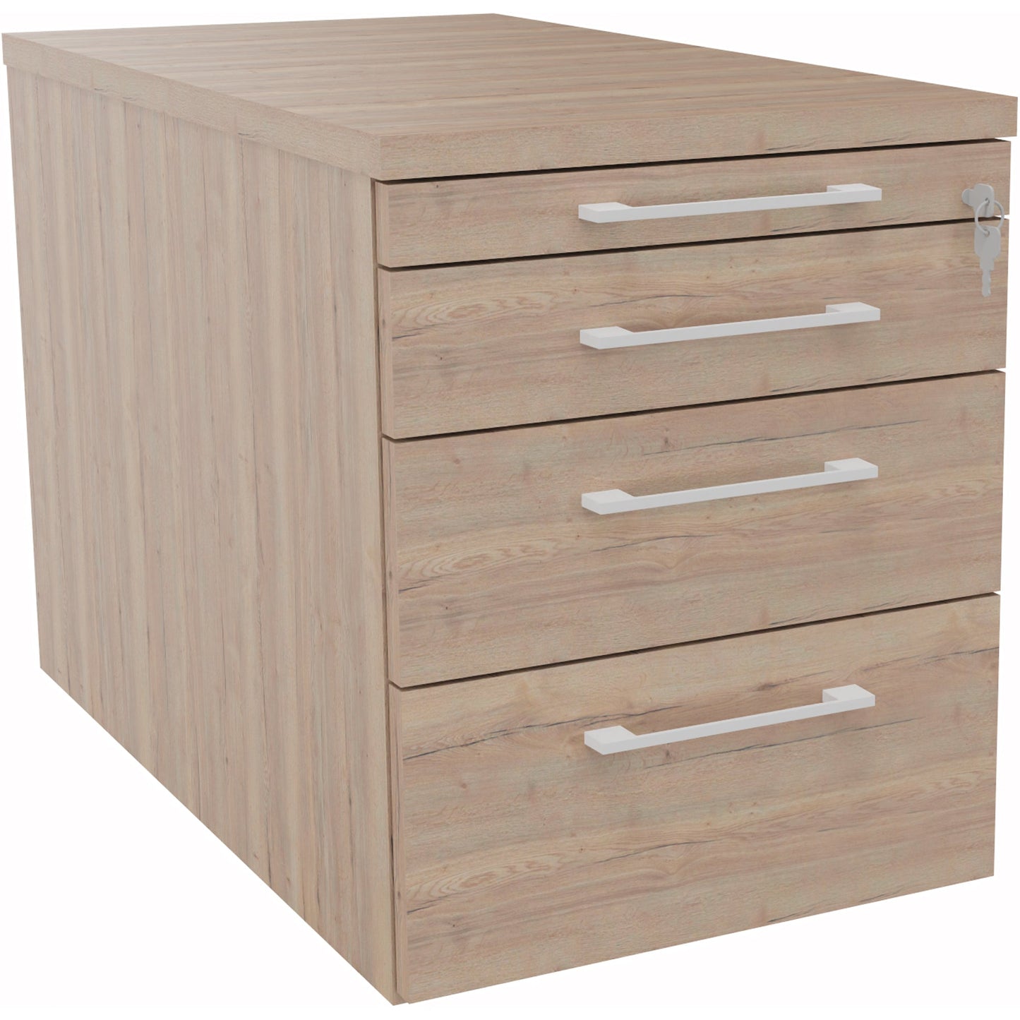 Rollcontainer 434 x 540 x 800 mm (B x H x T) 4 Schubladen Holz eiche natur