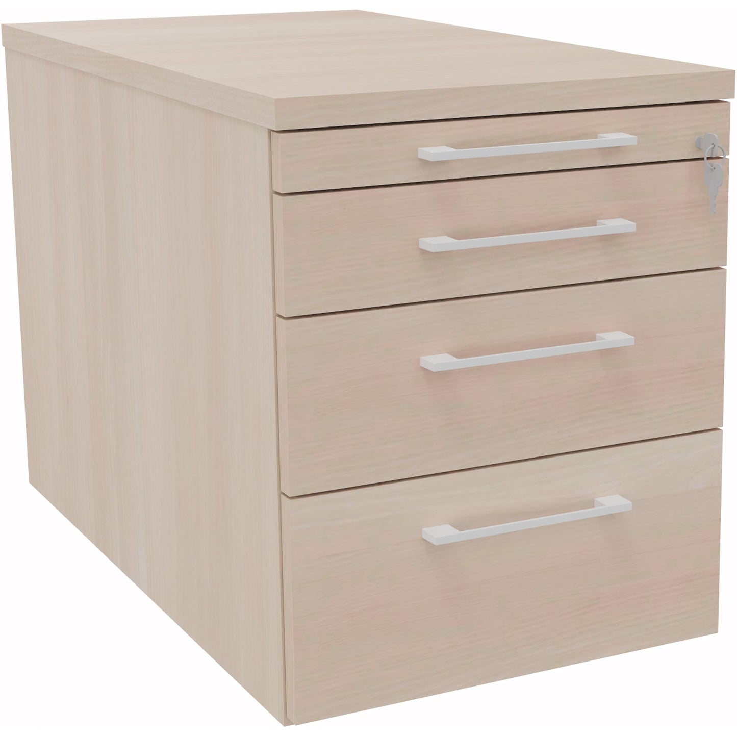 Rollcontainer 434 x 540 x 800 mm (B x H x T) 4 Schubladen Holz akazie hell