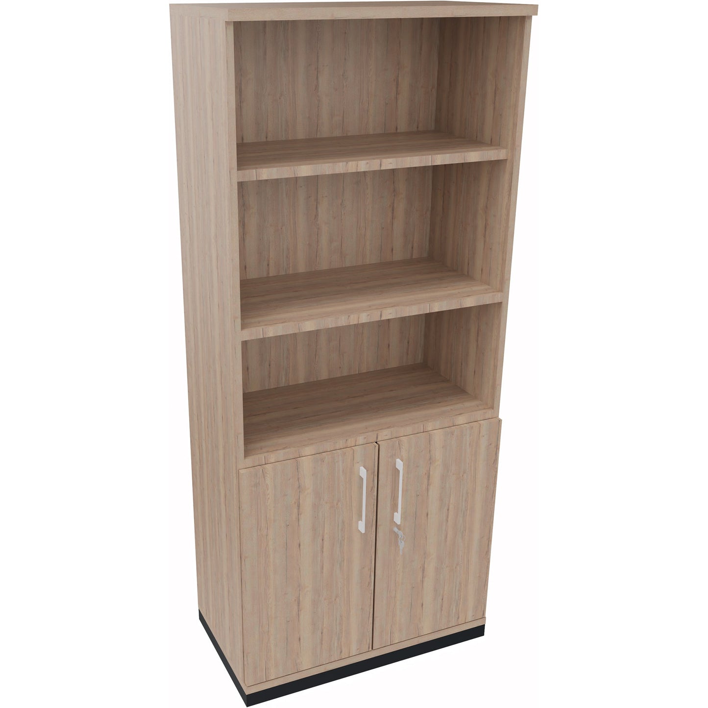 Regalschrank endless 800 x 1.869 x 442 mm (B x H x T) 3 Fachböden Flügeltüren ohne Rollen Holz eiche natur