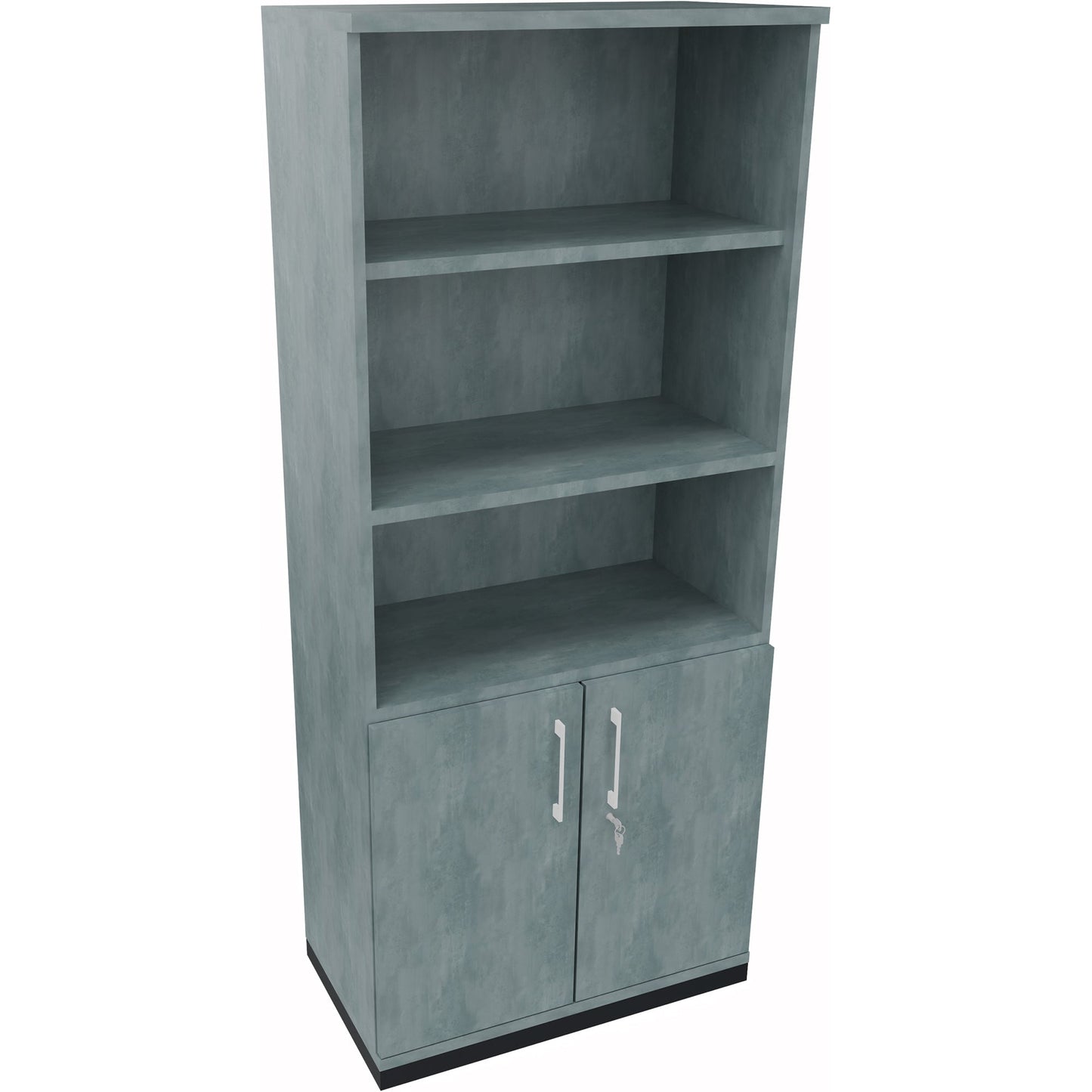 Regalschrank endless 800 x 1.869 x 442 mm (B x H x T) 3 Fachböden Flügeltüren ohne Rollen Holz beton hell