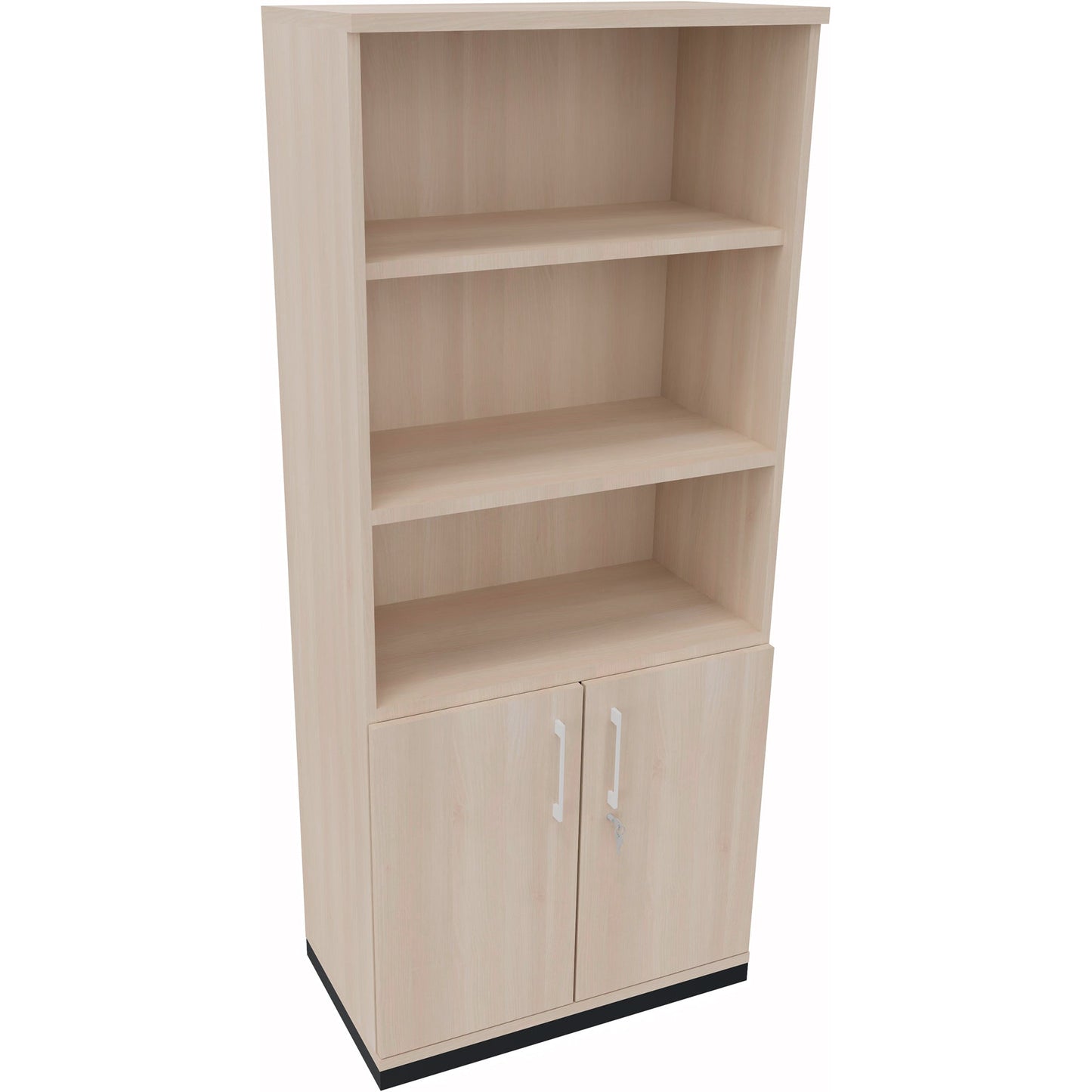 Regalschrank endless 800 x 1.869 x 442 mm (B x H x T) 3 Fachböden Flügeltüren ohne Rollen Holz akazie hell