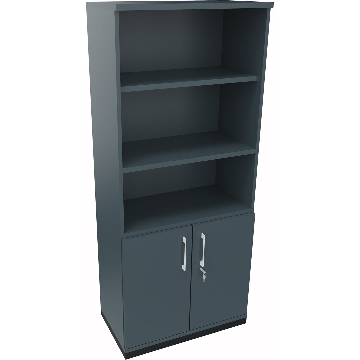 Regalschrank endless 800 x 1.869 x 442 mm (B x H x T) 3 Fachböden Flügeltüren ohne Rollen Holz lavagrau