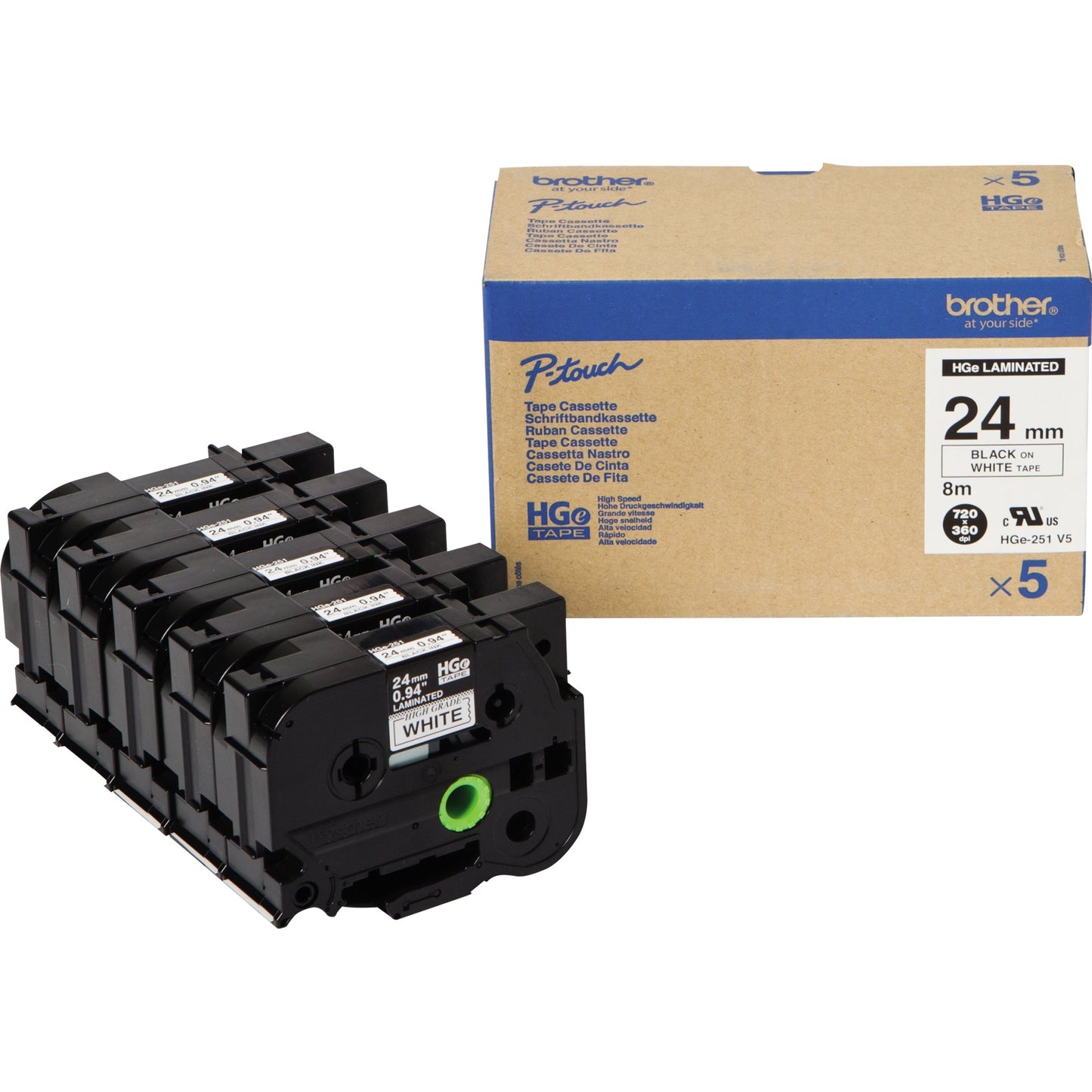 Brother Schriftbandkassette P-touch 24 mm x 8 m (B x L) weiß schwarz 5 St./Pack.