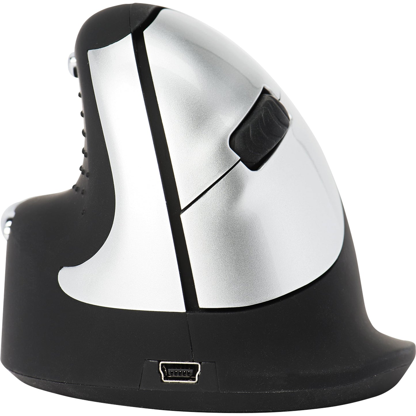 R-Go Tools Optische PC Maus HE Mouse Linkshänder ergonomisch USB-A 8m Akku inkl. Ladekabel, Empfänger schwarz