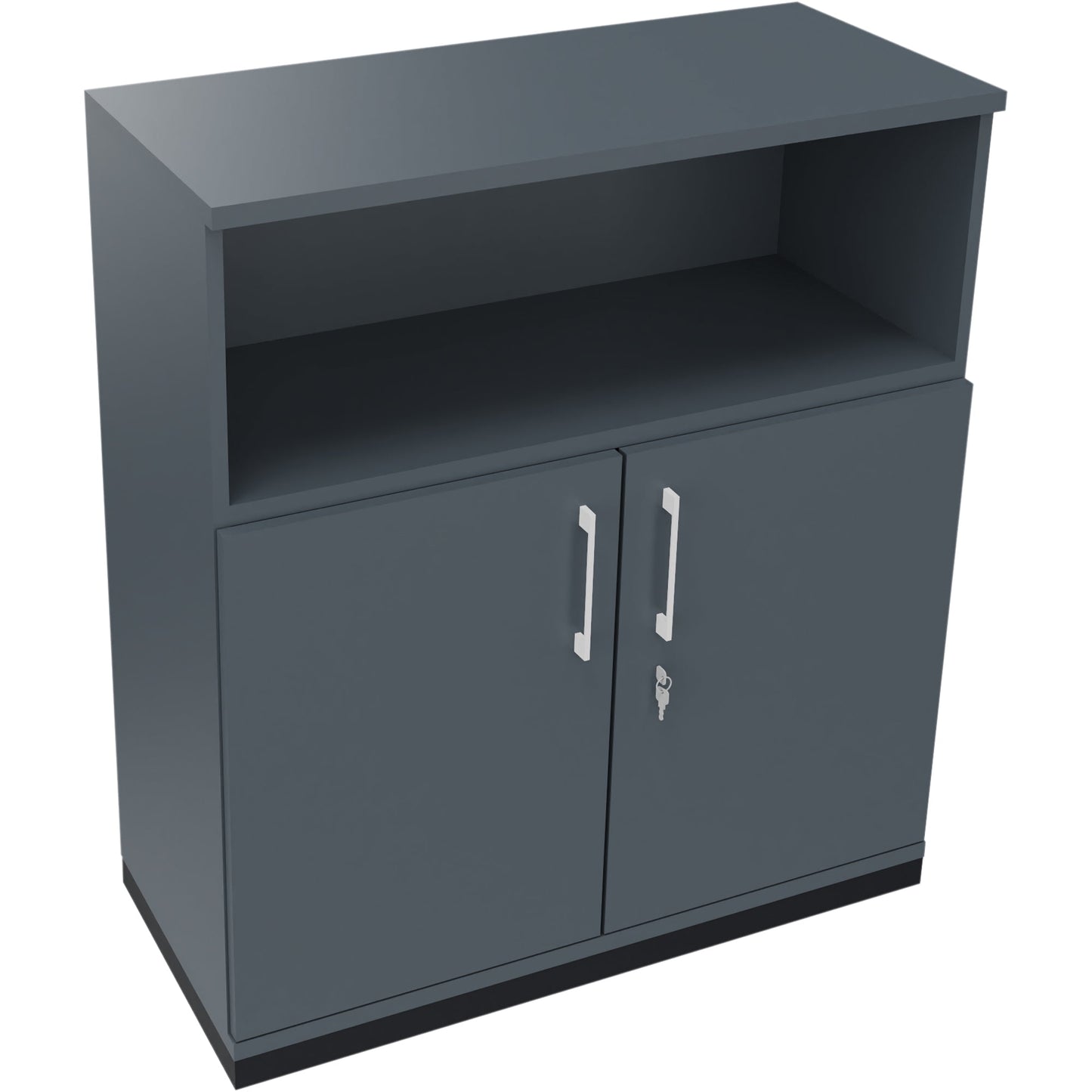 Regalschrank endless 1.000 x 1.133 x 442 mm (B x H x T) 1 Fachboden Flügeltüren ohne Rollen Holz lavagrau