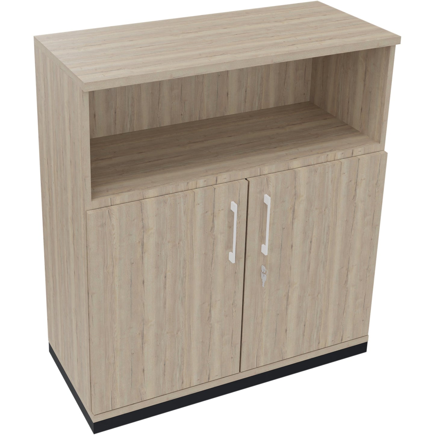 Regalschrank endless 1.000 x 1.133 x 442 mm (B x H x T) 1 Fachboden Flügeltüren ohne Rollen Holz eiche natur