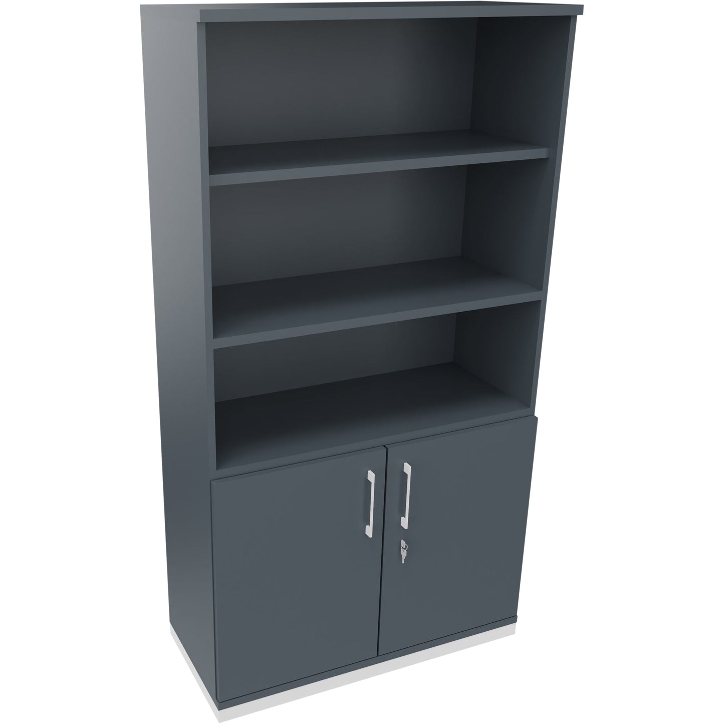 Regalschrank endless 1.000 x 1.869 x 442 mm (B x H x T) 3 Fachböden Flügeltüren ohne Rollen Holz lavagrau