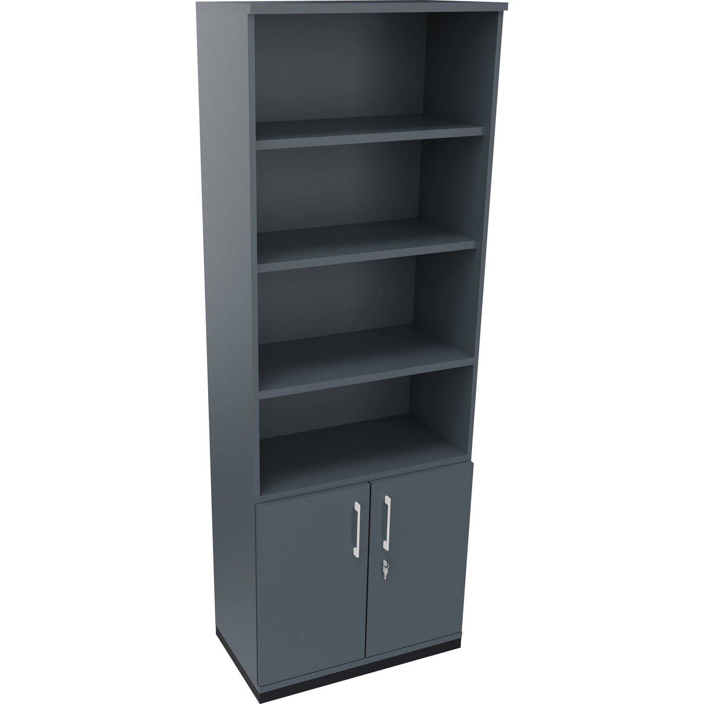 Regalschrank endless 800 x 2.221 x 442 mm (B x H x T) 4 Fachböden Flügeltüren ohne Rollen Holz lavagrau