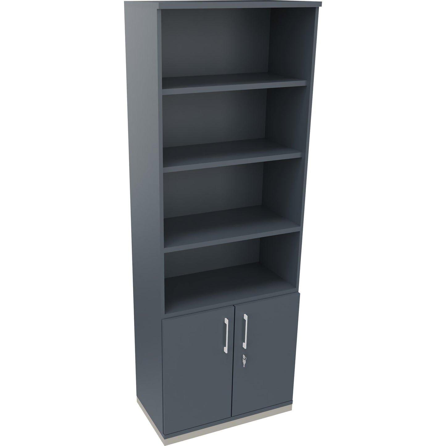 Regalschrank endless 800 x 2.221 x 442 mm (B x H x T) 4 Fachböden Flügeltüren ohne Rollen Holz lavagrau