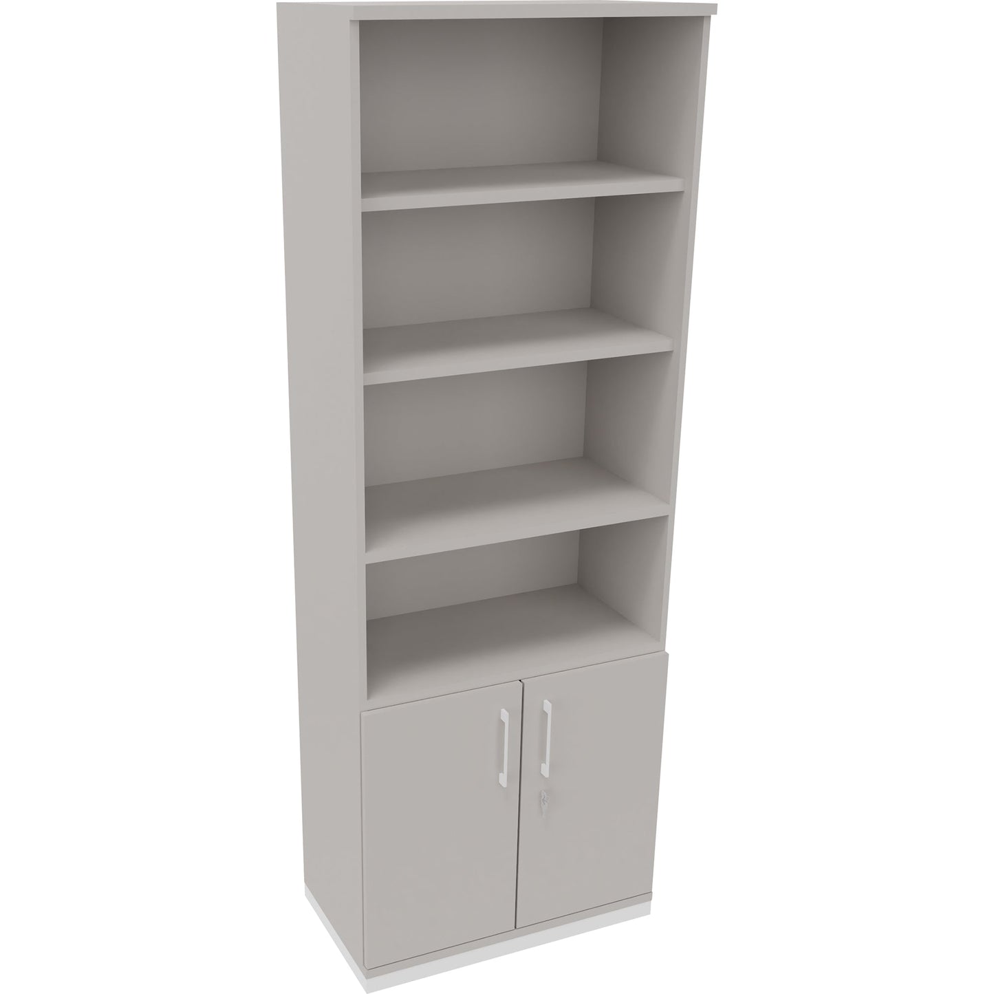 Regalschrank endless 800 x 2.221 x 442 mm (B x H x T) 4 Fachböden Flügeltüren ohne Rollen Holz lichtgrau
