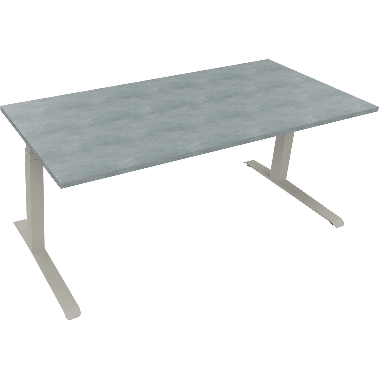 Schreibtisch all in one Maße: 1.800 x 645-1.275 x 800 mm (B x H x T) Holz beton hell