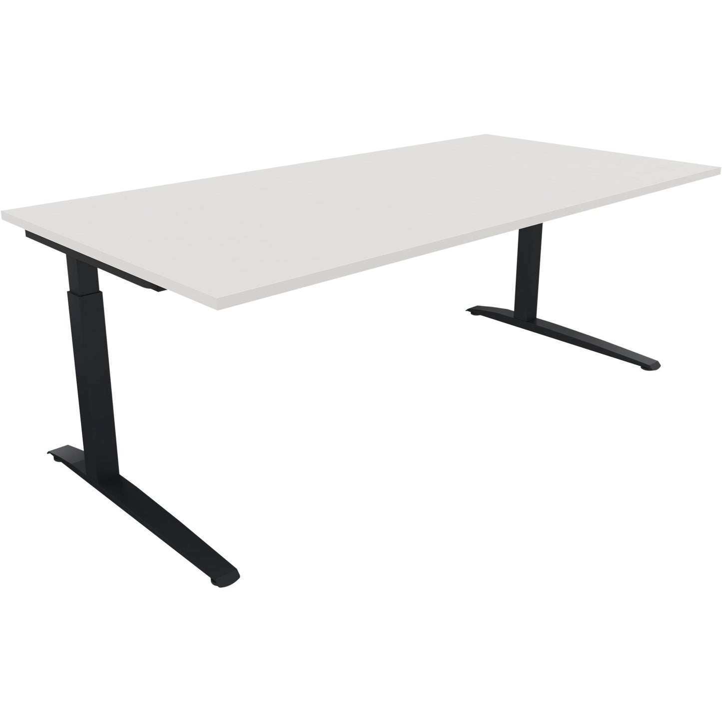 Schreibtisch all in one Maße: 2.000 x 650-850 x 1.000 mm (B x H x T) Holz diamantweiß