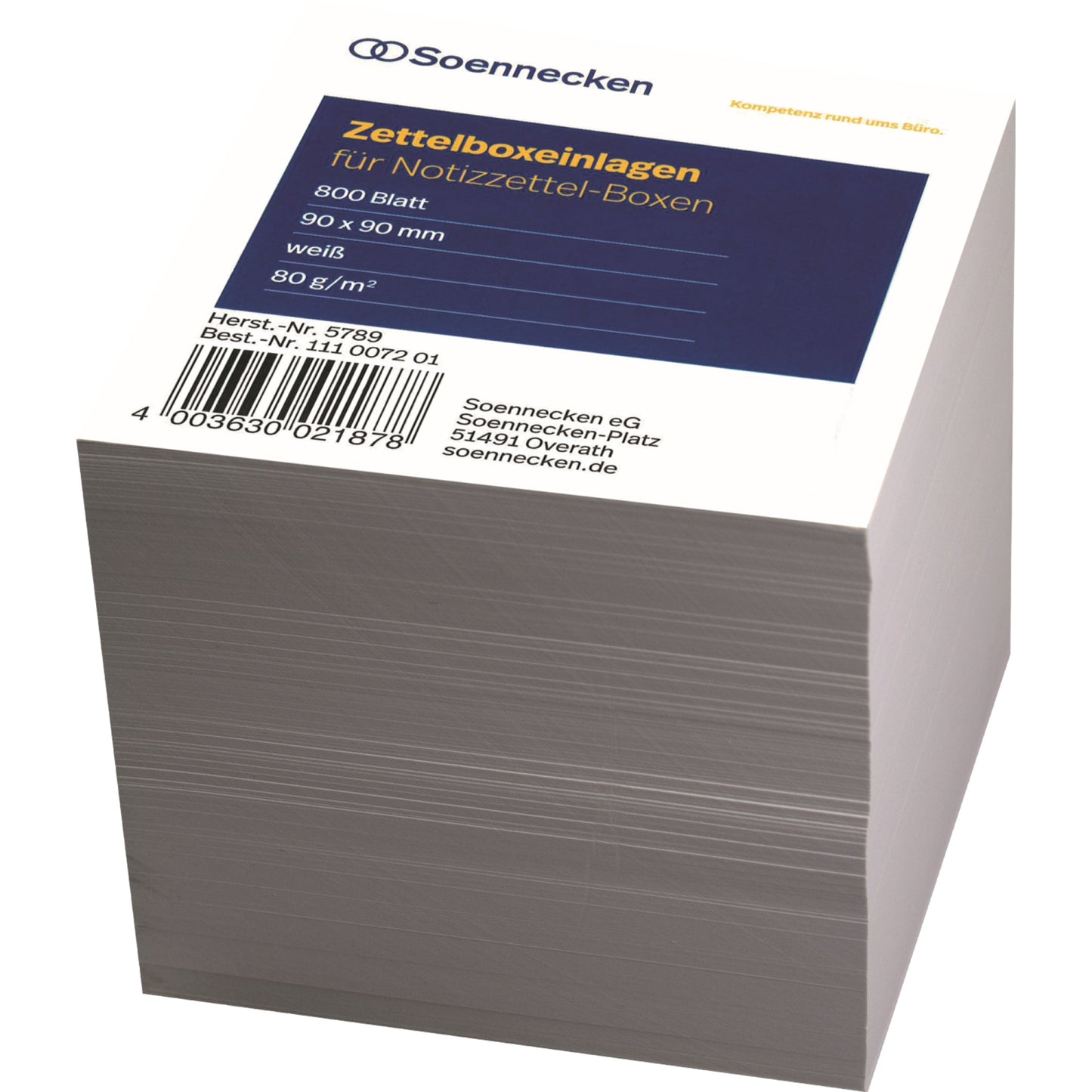 Soennecken Zettelboxeinlage 9 x 9 cm (B x H) 80g/m² weiß 800 Bl.
