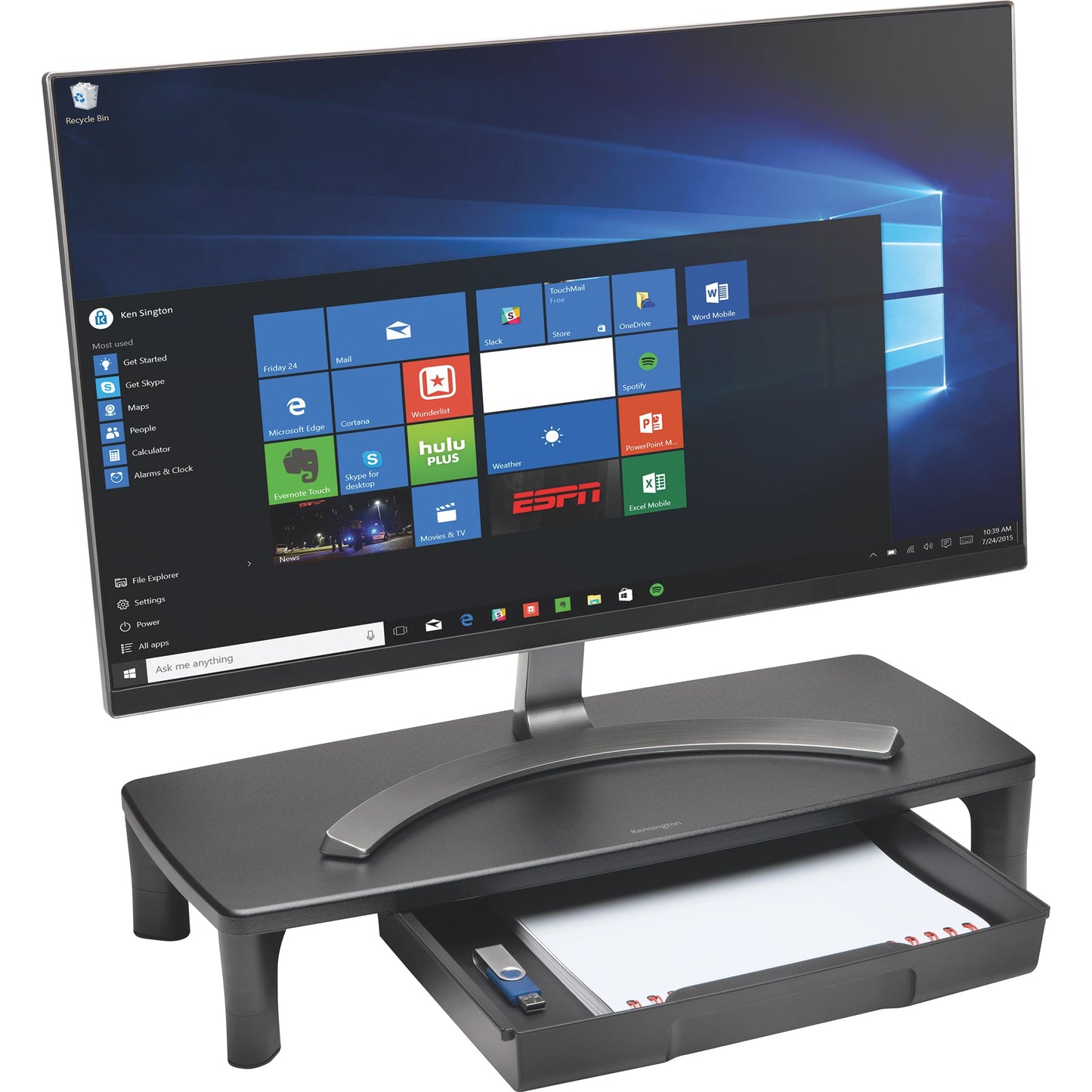 Kensington Monitorständer SmartFit® 24 x 13,2 x 55 cm (B x H x T) 15kg höhenverstellbar MDF/ABS Kunststoff schwarz