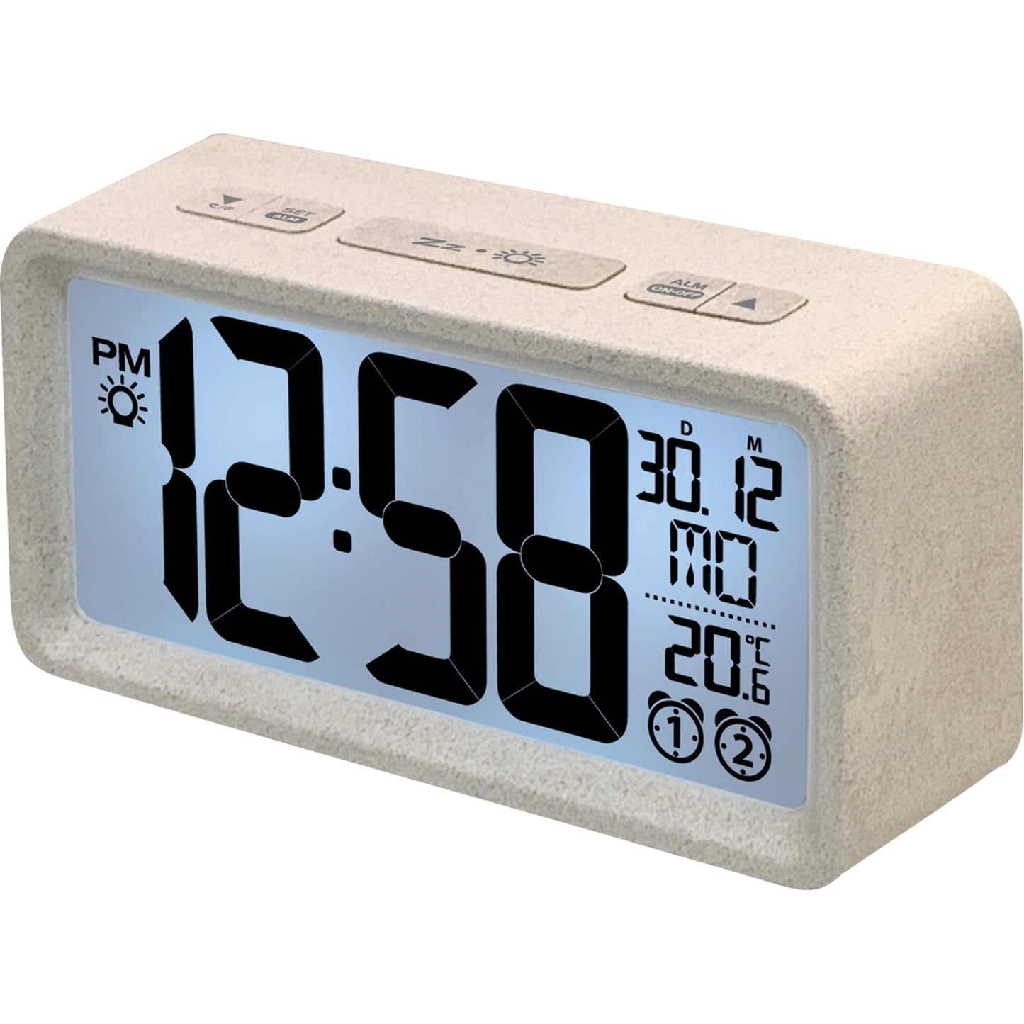 technoline® Wecker WQ 296 12,4 x 6,7 x 4 cm (B x H x T) 2 Weckzeiten 2 Batterien 70 % Faseranlage (Weizen), 30% Polypropylen sandstein