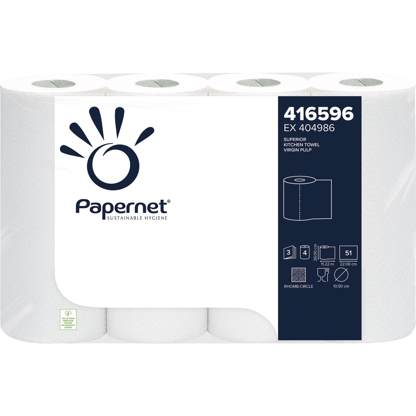 Papernet Küchenrolle Superior 3-lagig Zellstoff weiß 4 Rl./Pack.