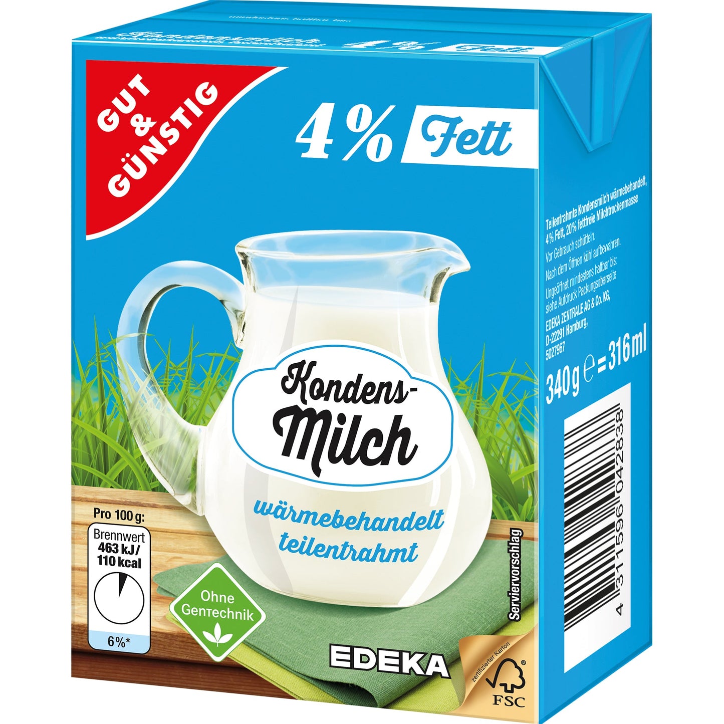 GUT & GÜNSTIG Kondensmilch TetraPak 4% 340g