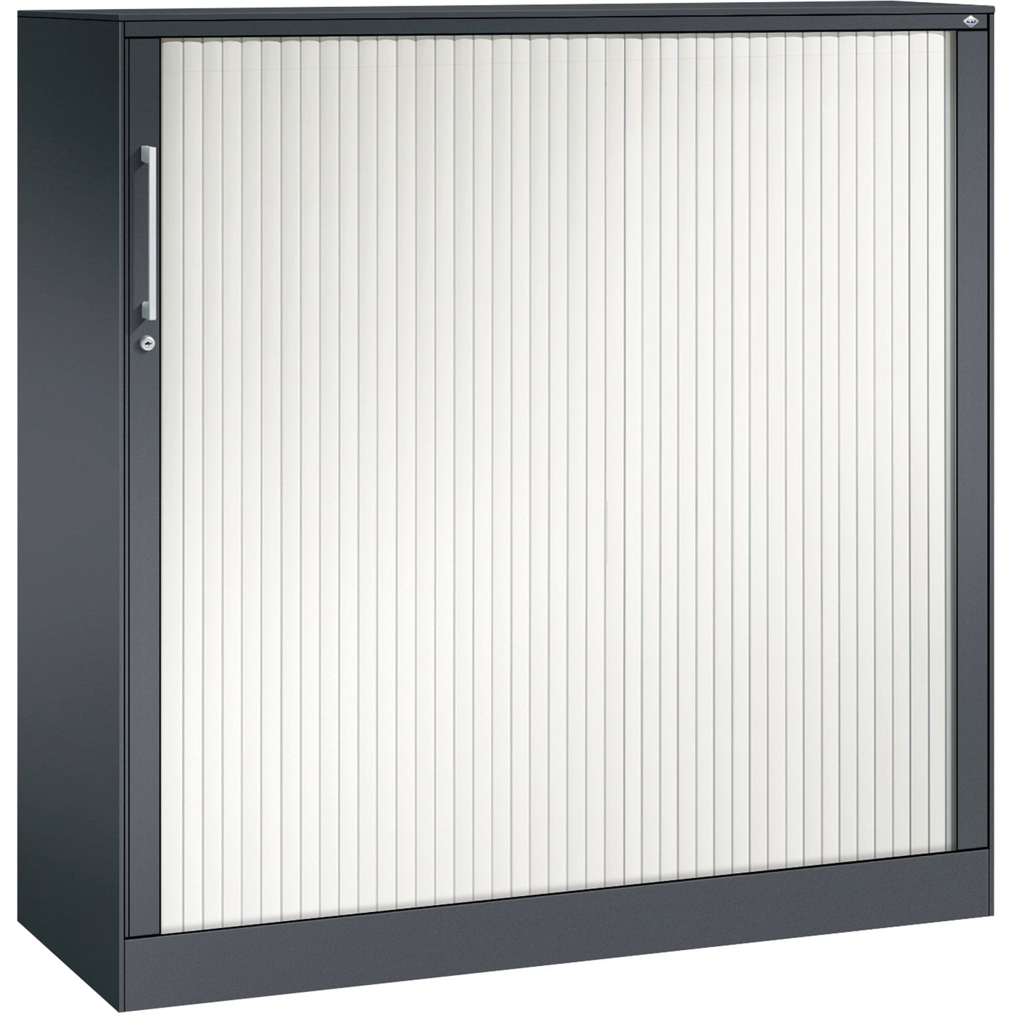 C+P Rollladenschrank Asisto 1.200 x 1.310 x 435 mm (B x H x T) 2 Fachböden verkehrsweiß schwarzgrau
