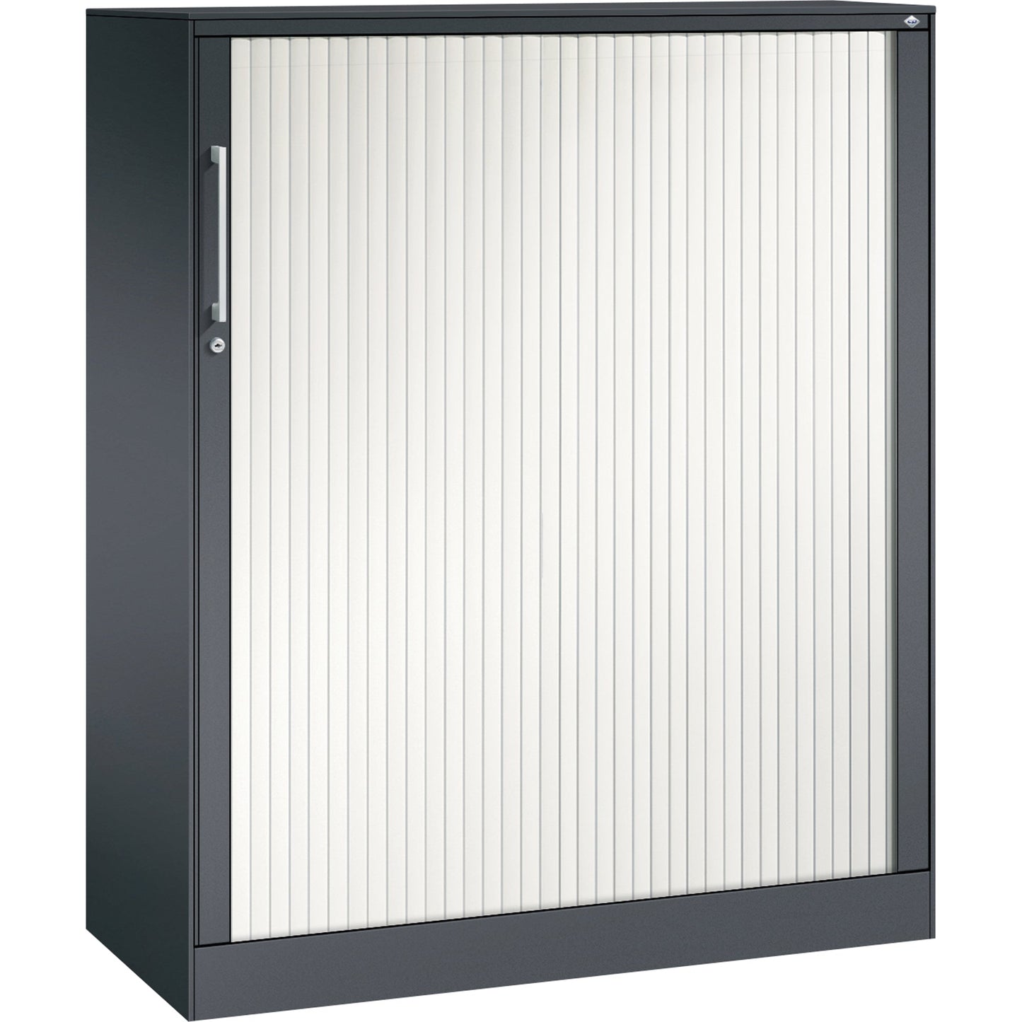 C+P Rollladenschrank Asisto 1.000 x 1.310 x 435 mm (B x H x T) 2 Fachböden verkehrsweiß schwarzgrau