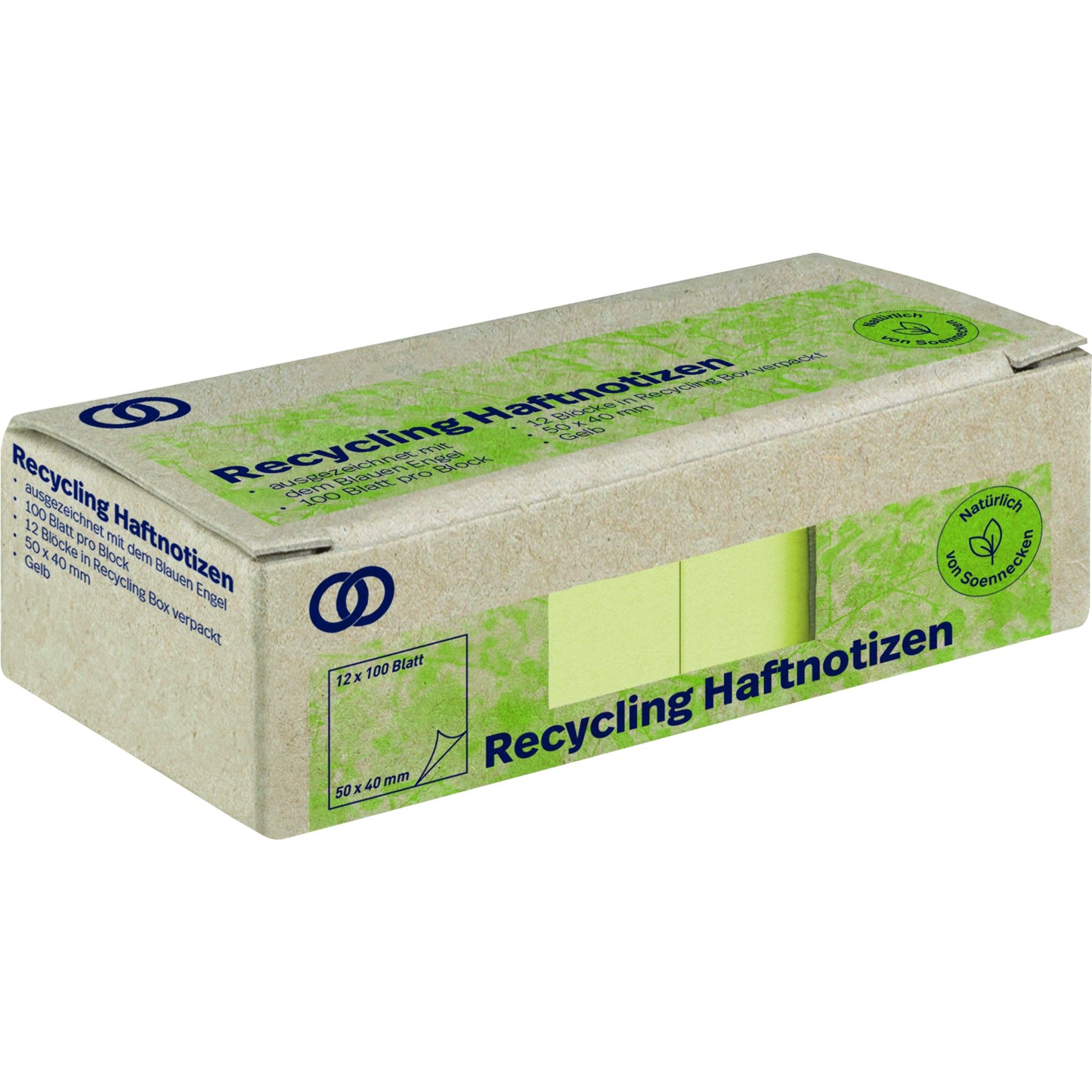Soennecken Haftnotiz oeco Recycling 50 x 40 mm (B x H) gelb 100 Bl./Block 12 Block/Pack.