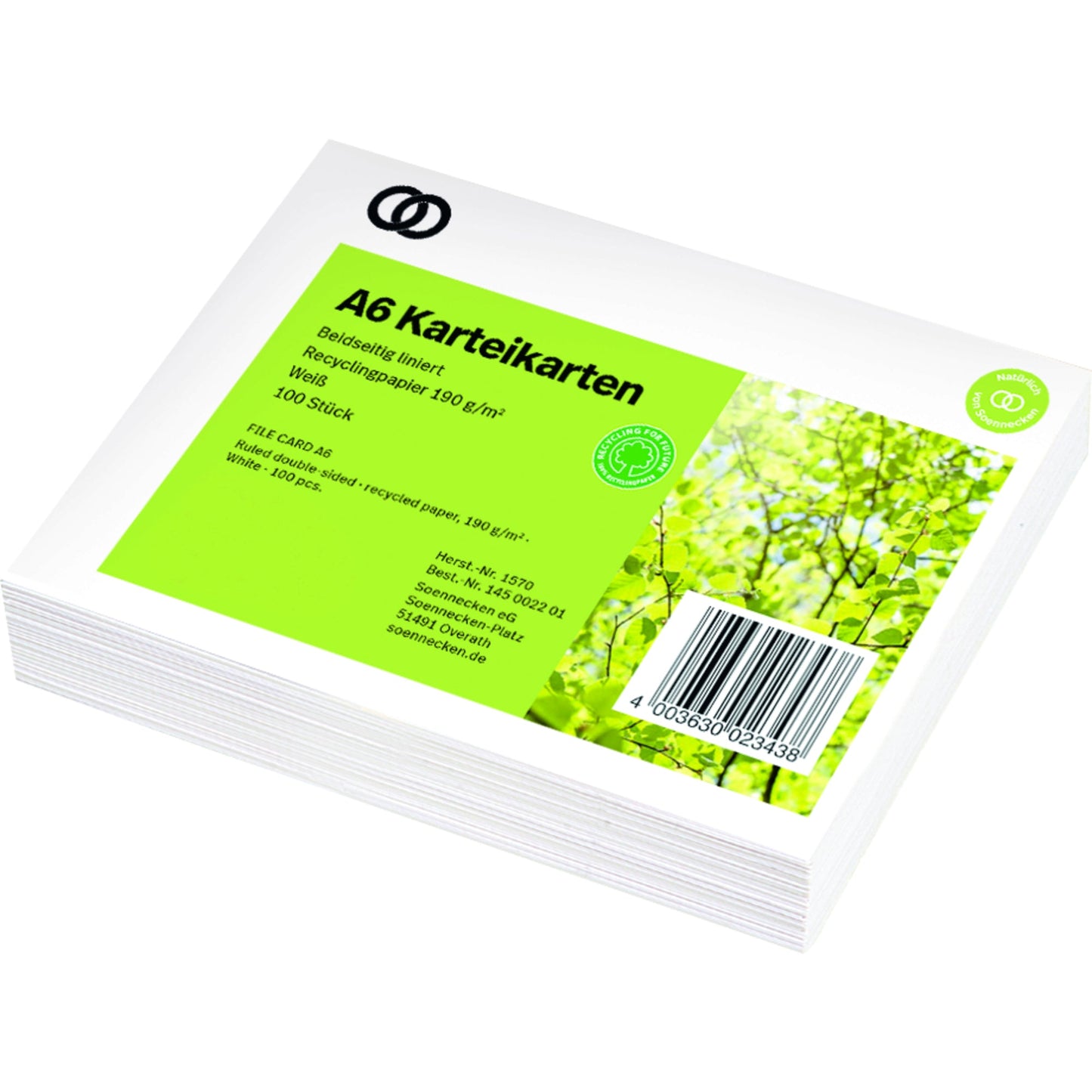 Soennecken Karteikarte oeco Recycling DIN A6 liniert weiß 100 St./Pack.