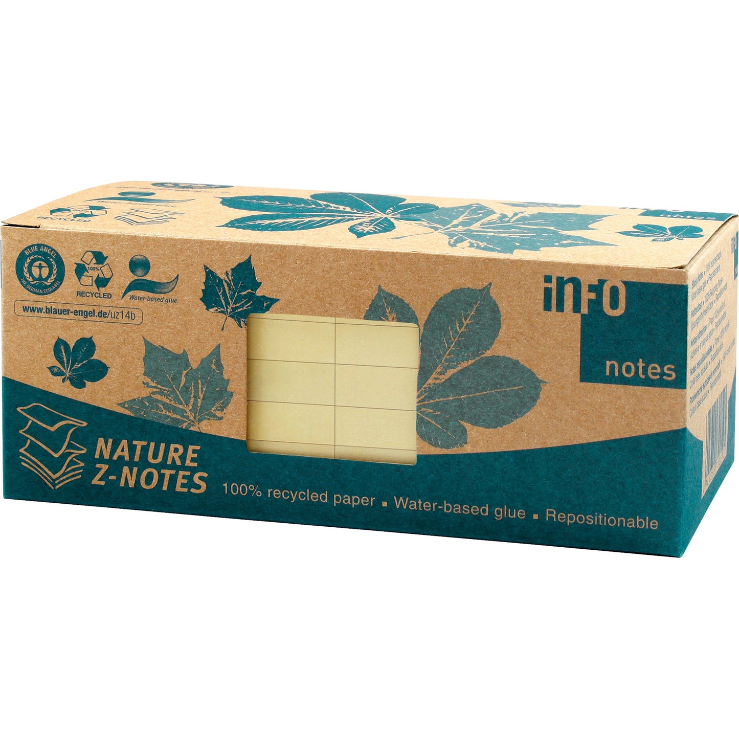 Info Haftnotiz Nature Z-Notes 75 x 75 mm (B x H) gelb 100 Bl./Block 12 Block/Pack.