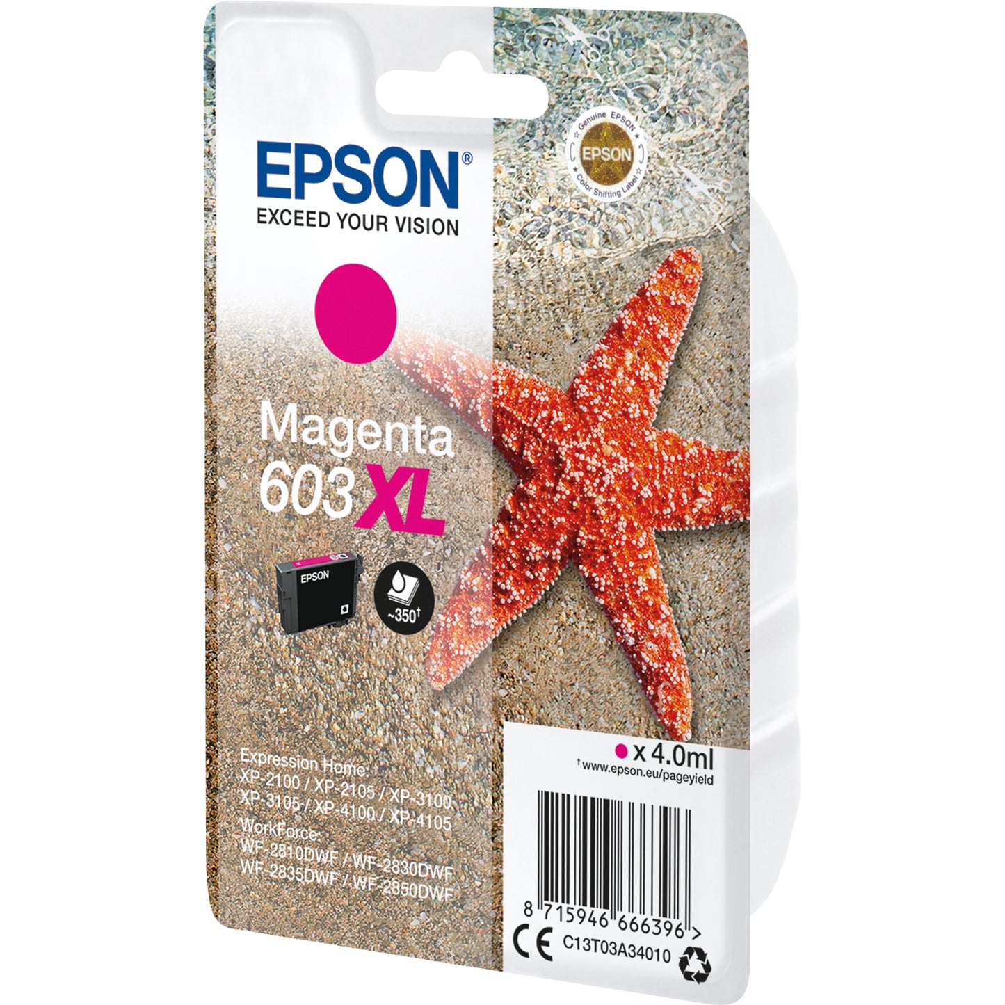 Epson Tintenpatrone Originalzubehör 603XL ca. 350 Seiten magenta 4ml
