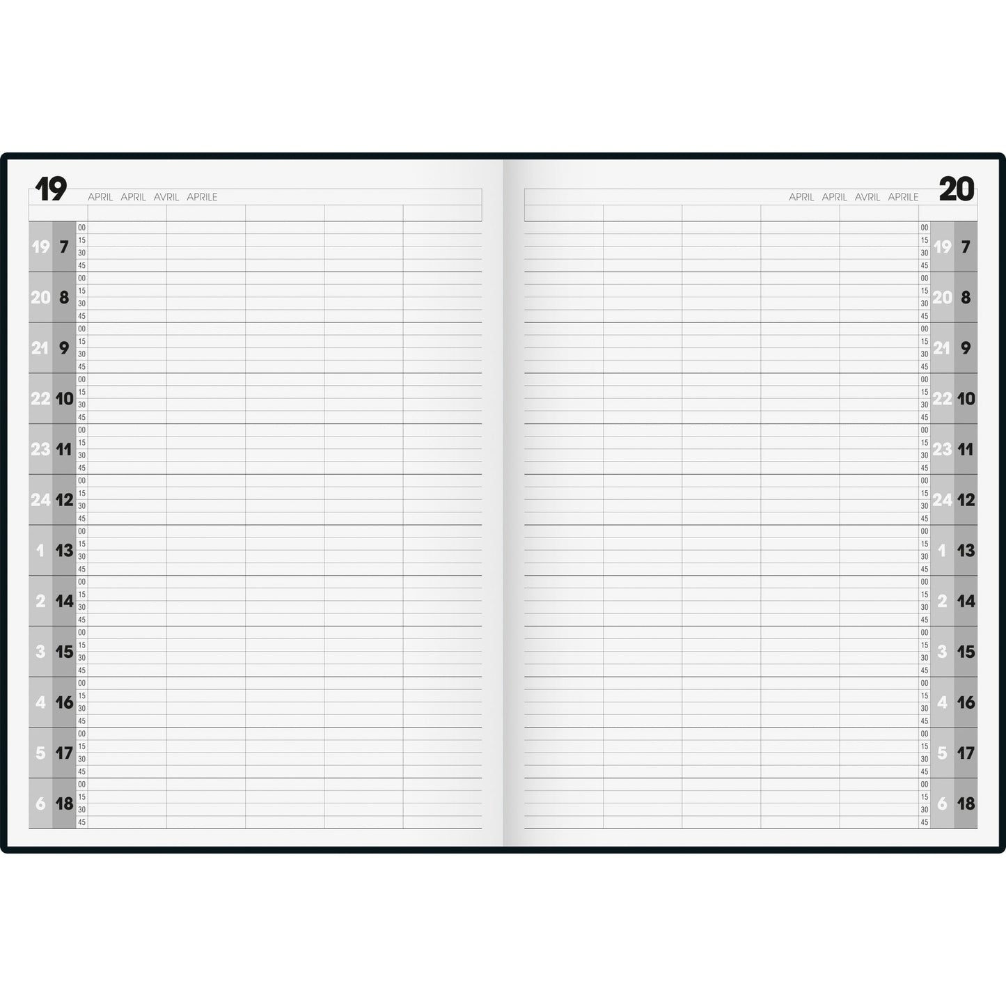 BRUNNEN Buchkalender Agenda 24 undatiert DIN A4 1 Tag/1 Seite Schaumfolie, Hartfolie schwarz