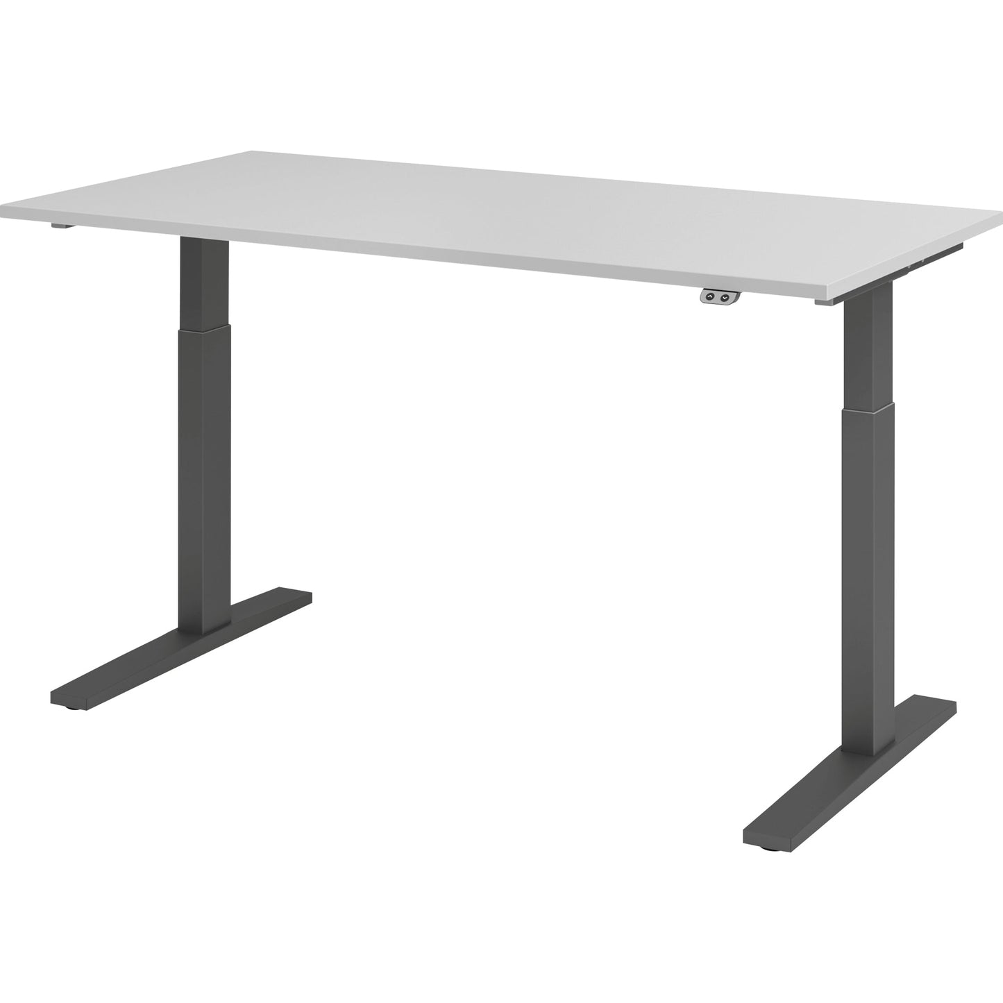 Hammerbacher Schreibtisch Maße: 1.600 x 700-1.200 x 800 mm (B x H x T) Spanplatte grau