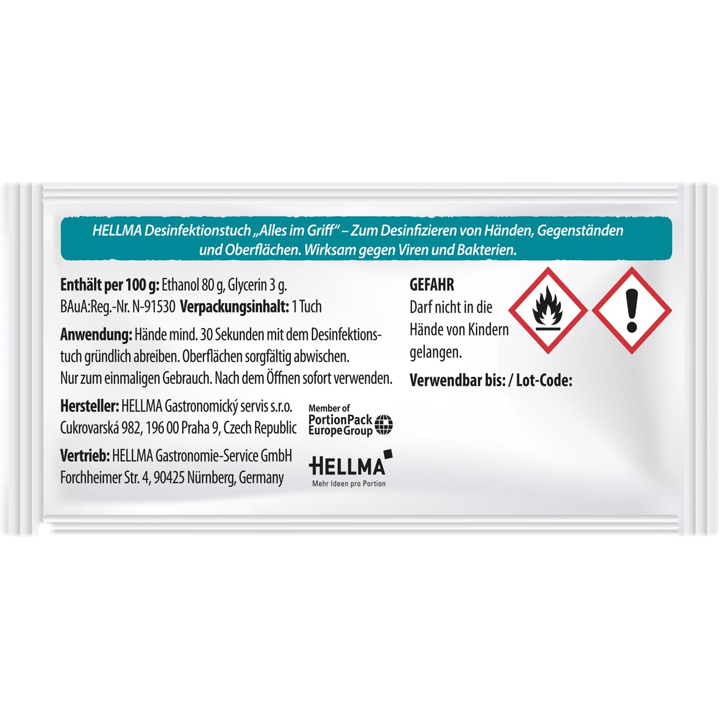 Hellma Desinfektionstücher Alles im Griff Hand, Oberfläche nicht alkoholfrei nicht antibakteriell Vlies 400 St./Pack.