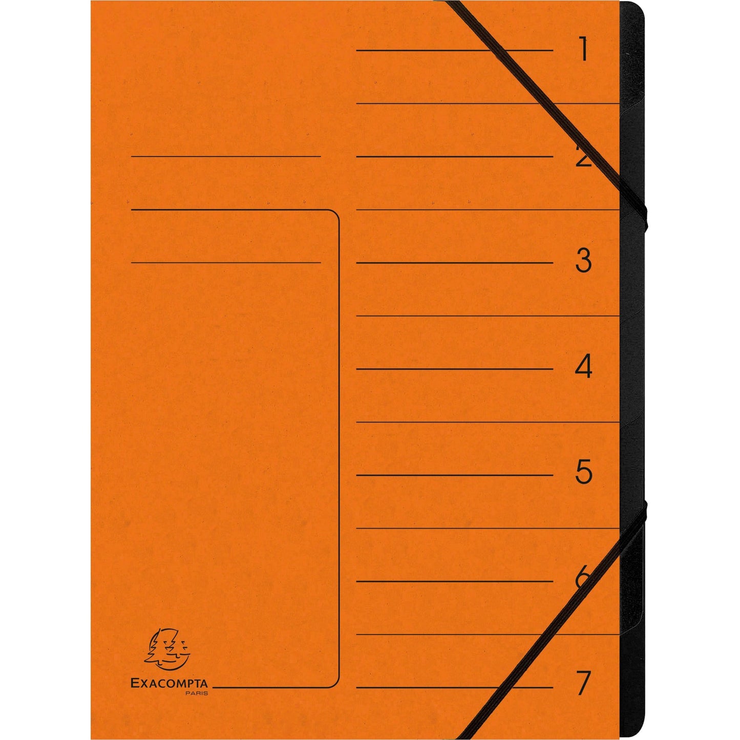 Exacompta Ordnungsmappe DIN A4 170g/m² Colorspankarton Farbe: orange Farbe des Fächerblocks: schwarz 7 Fächer