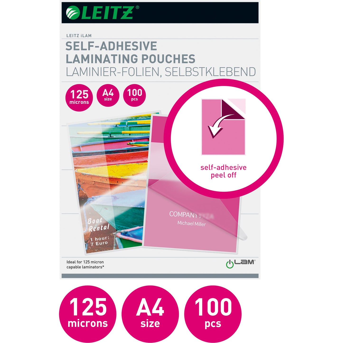 Leitz Laminierfolie iLAM 216 x 303 mm (B x H) DIN A4 125µm glänzend 100 St./Pack.