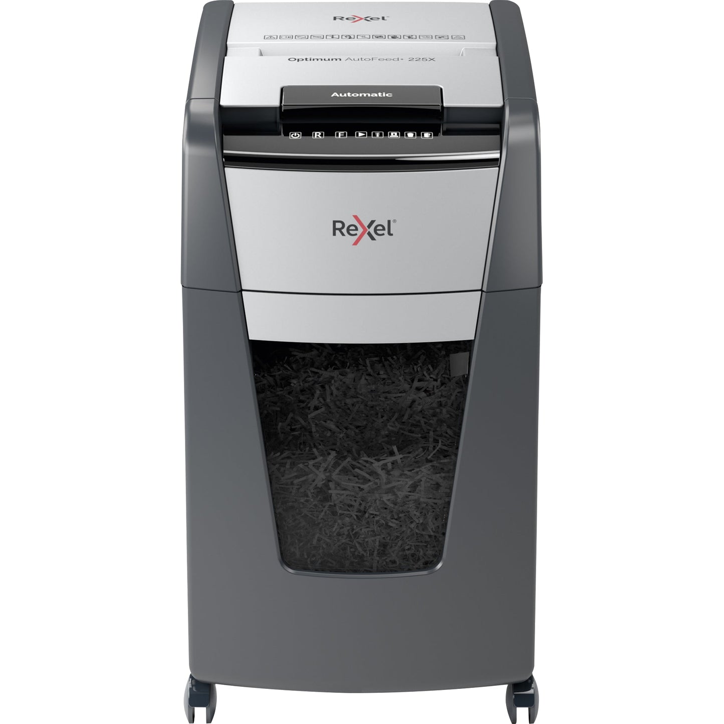 Rexel® Aktenvernichter Optimum AutoFeed+ 225X P-4 Papier, Heftklammern, Büroklammern, Kreditkarten Partikelschnitt schwarz