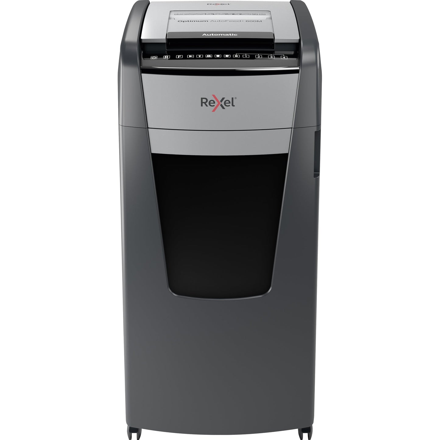 Rexel® Aktenvernichter Optimum AutoFeed+ 600M P-5 Papier, Heftklammern, Büroklammern, Kreditkarten Partikelschnitt schwarz