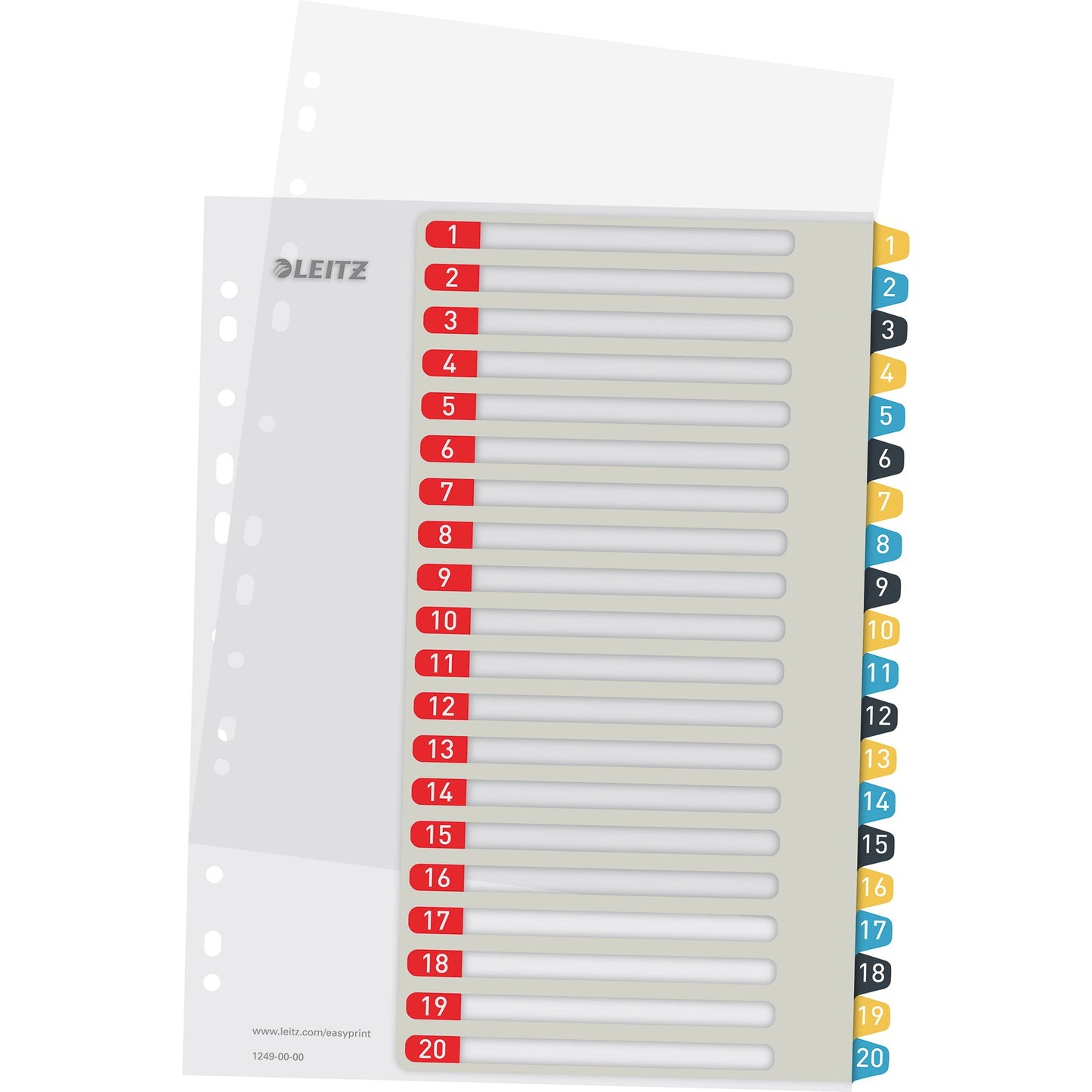 Leitz Zahlenregister Cosy DIN A4, Überbreite 1-20 Polypropylen mehrfarbig