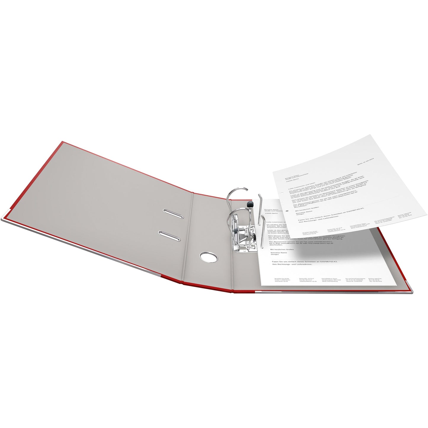 Falken Ordner Recycolor 80mm DIN A4 Rückenschild: geklebt mit Schlitzen Werkstoff: Pappe Material außen: Kraftpapier Material innen: Papier rot