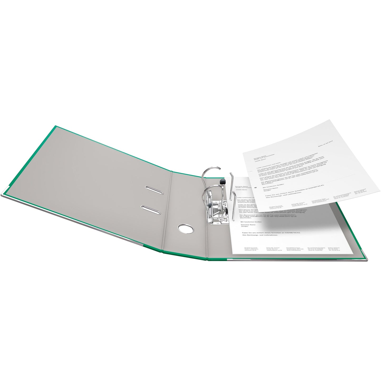 Falken Ordner Recycolor 80mm DIN A4 Rückenschild: geklebt mit Schlitzen Werkstoff: Pappe Material außen: Kraftpapier Material innen: Papier grün