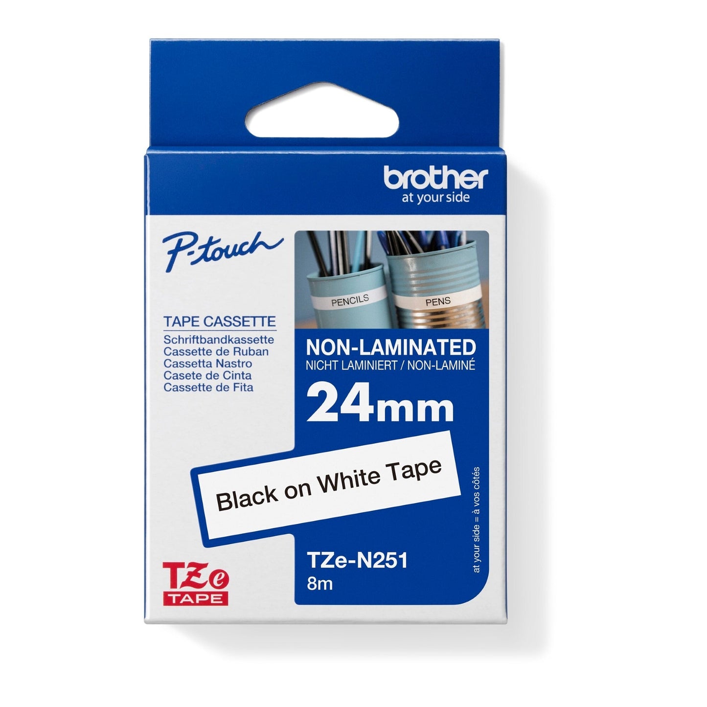 Brother Schriftbandkassette P-touch 24 mm x 8 m (B x L) weiß schwarz