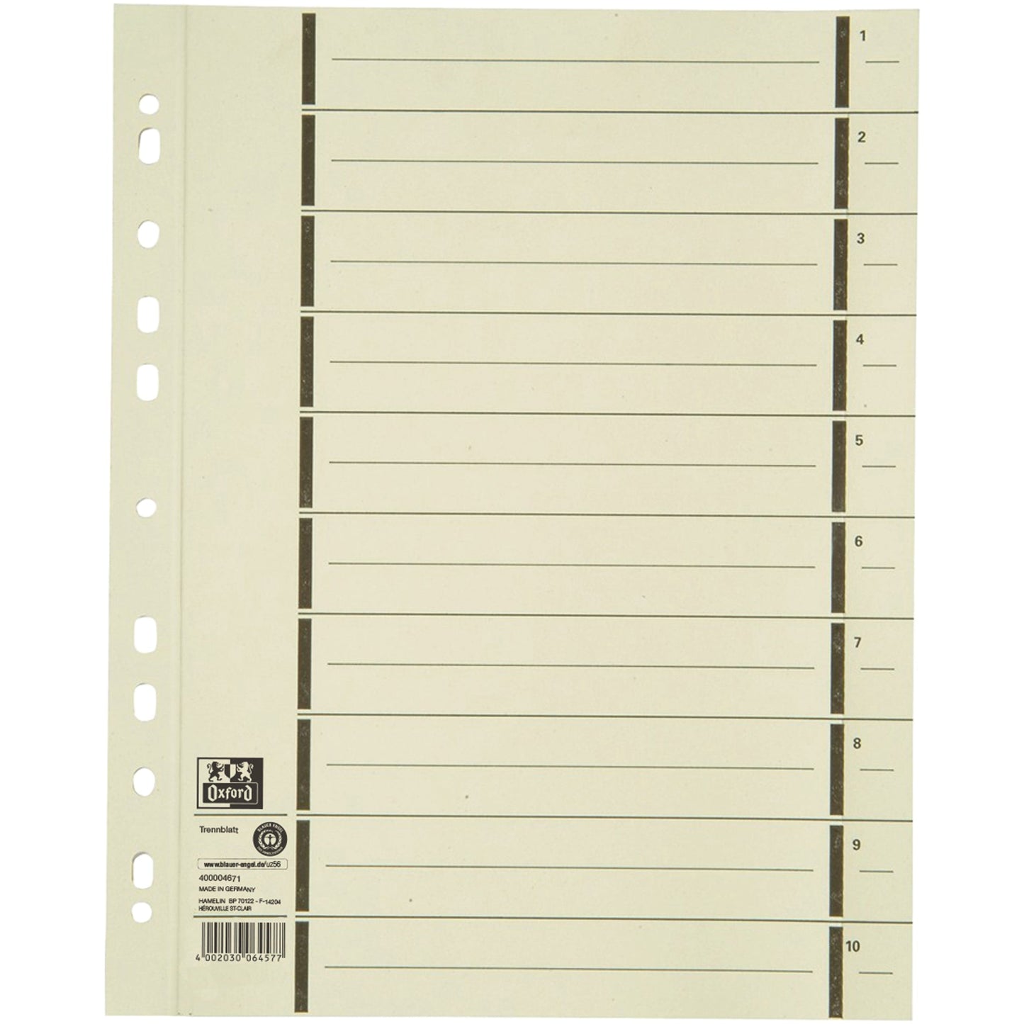 Oxford Trennblatt DIN A4 Kraftkarton, recycelt chamois 100 St./Pack.