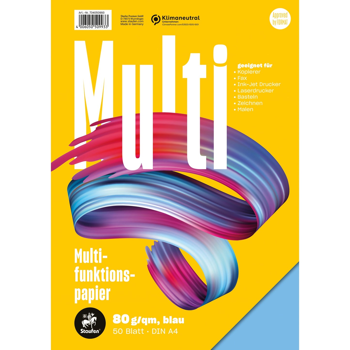 Staufen Multifunktionspapier DIN A4 80g/m² blau 50 Bl./Pack.