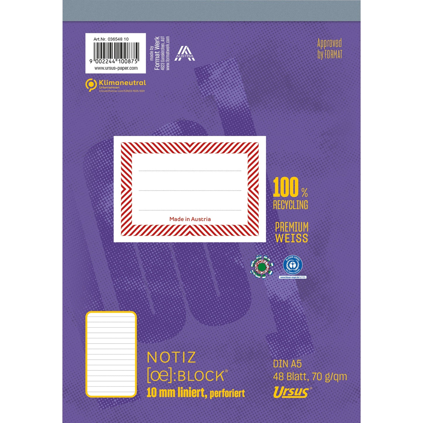 Ursus Staufen Notizblock Green DIN A5 liniert 48 Bl.