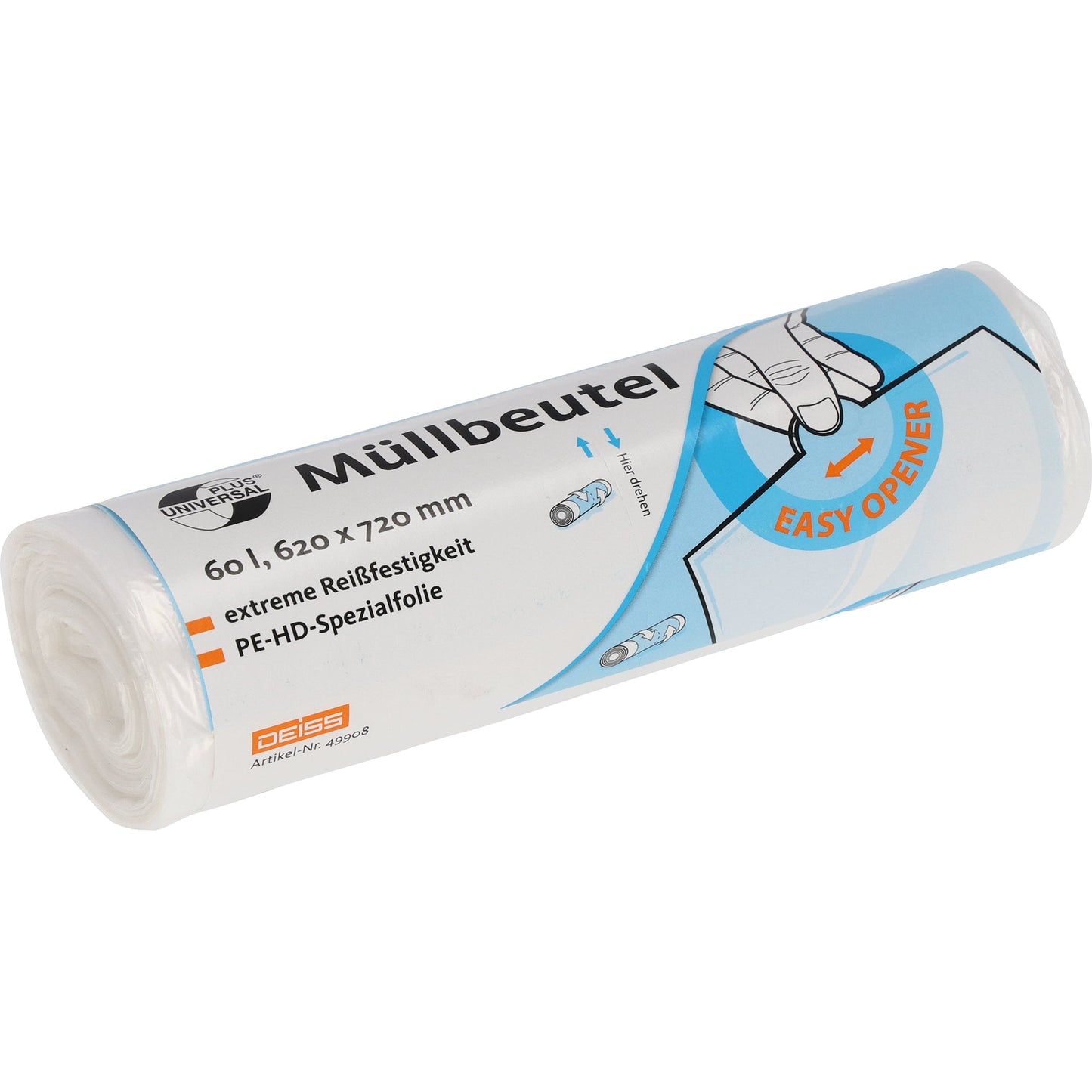 Müllbeutel 62 x 72 cm (B x H) 6µm 60l transparent 50 St./Pack.