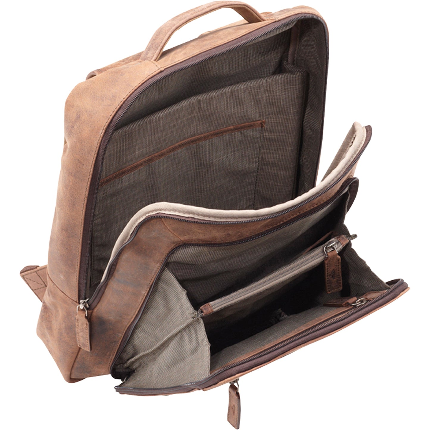 Pride & Soul Notebookrucksack JESTER 29 x 35 x 11 cm (B x H x T) Reißverschluss Hauptfach, Laptopfach, Einsteckfach, zwei Fächer, zwei Reißverschlussfächer, Vortasche Leder braun