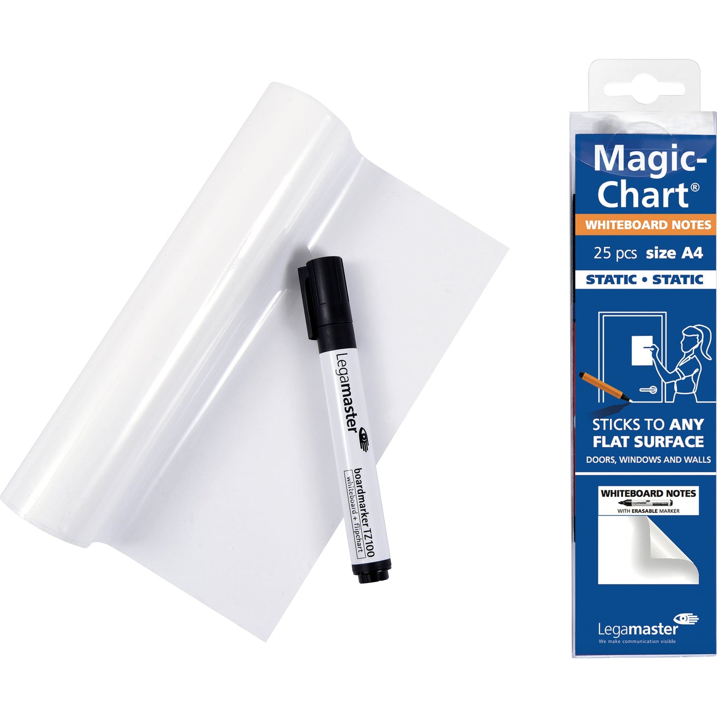 Legamaster Whiteboardfolie Magic-Chart Whiteboard 20 x 30 cm (B x H) 50µm blanko inkl. 1 Marker Polypropylen weiß
