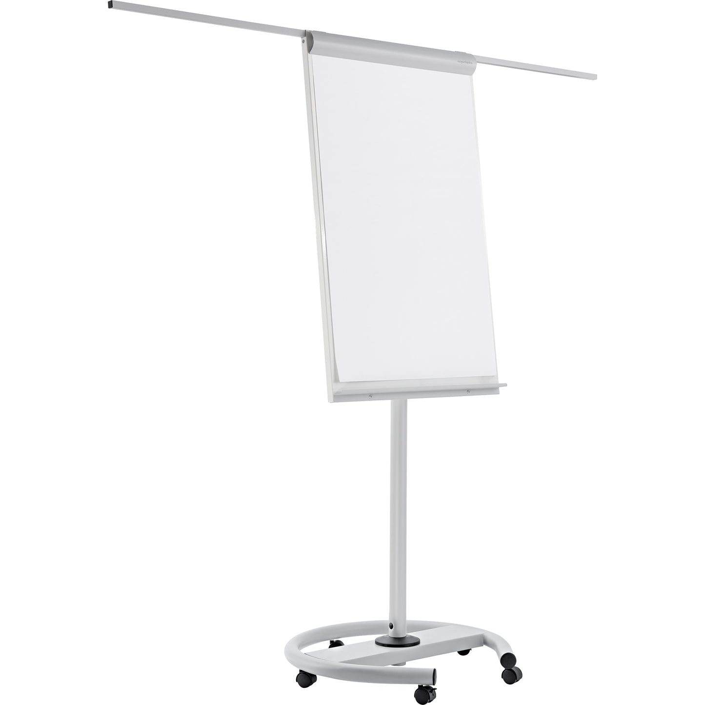 magnetoplan® Mobiles Flipchart Junior Plus mit Ablageschale Rundfuß mit 5 Rollen Metall lichtgrau