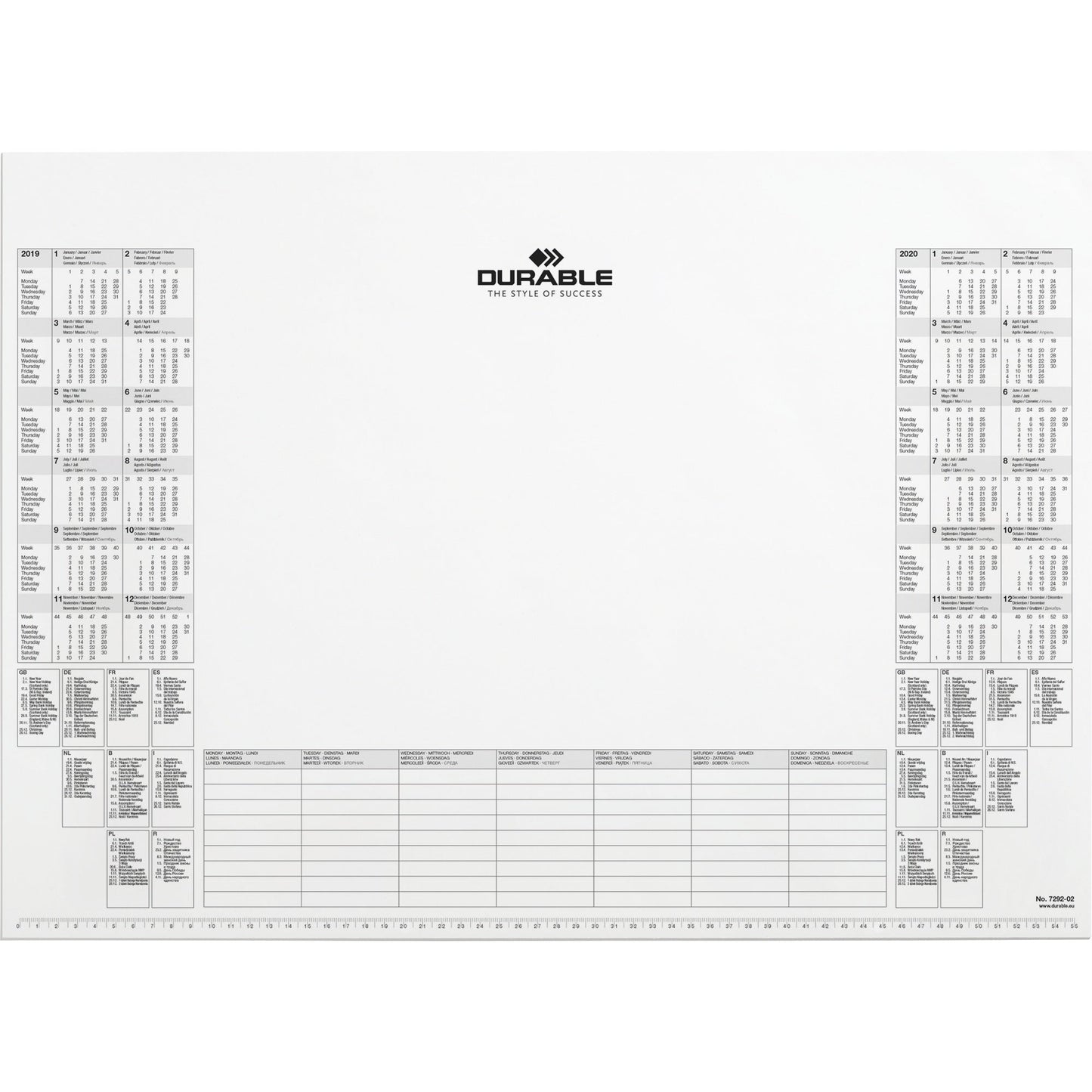 DURABLE Ersatzkalender 57 x 41 cm (B x H) Papier weiß 25 Bl.