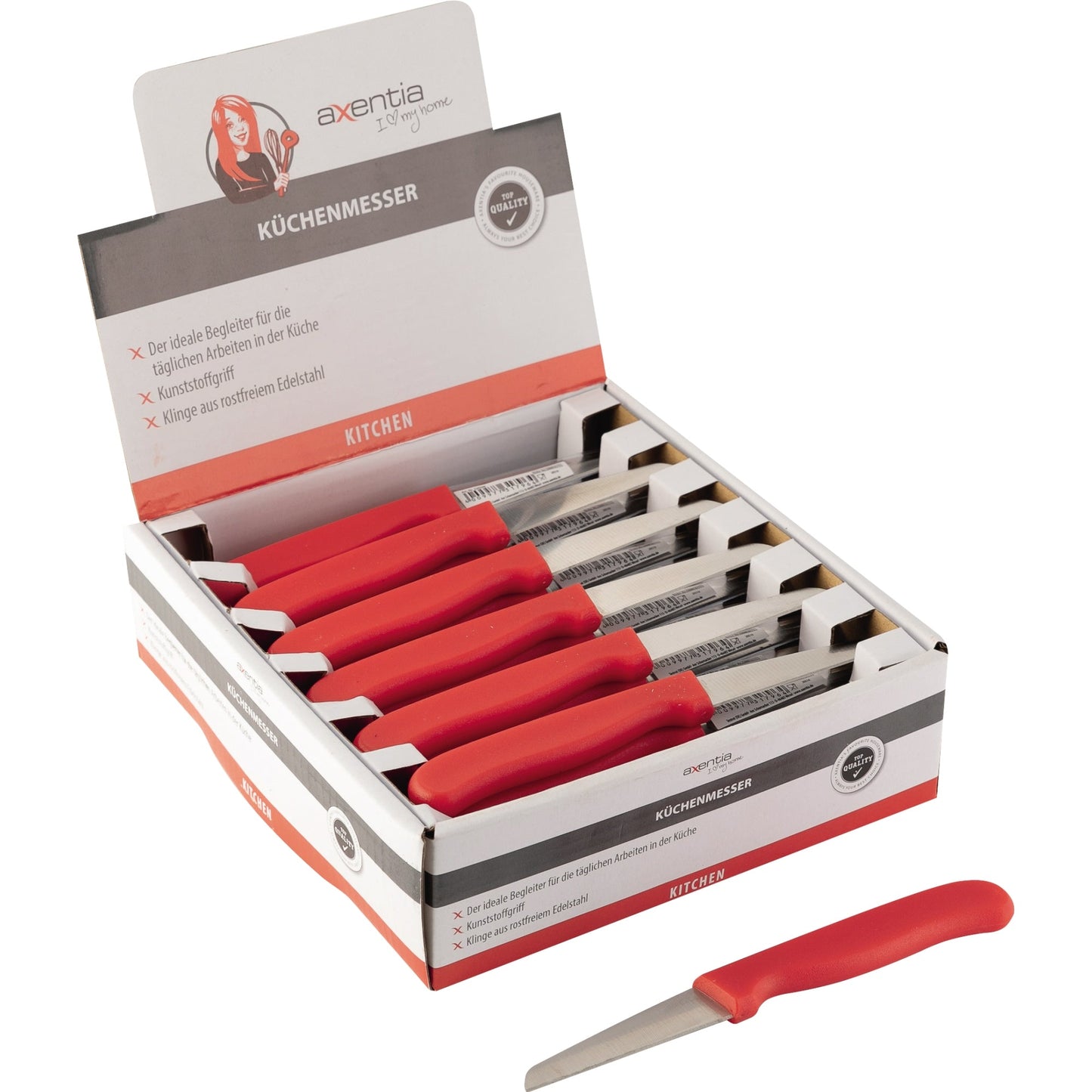 axentia Haushaltsmesser 16cm Material der Klinge: Edelstahl Material des Griffes: Polypropylen rot