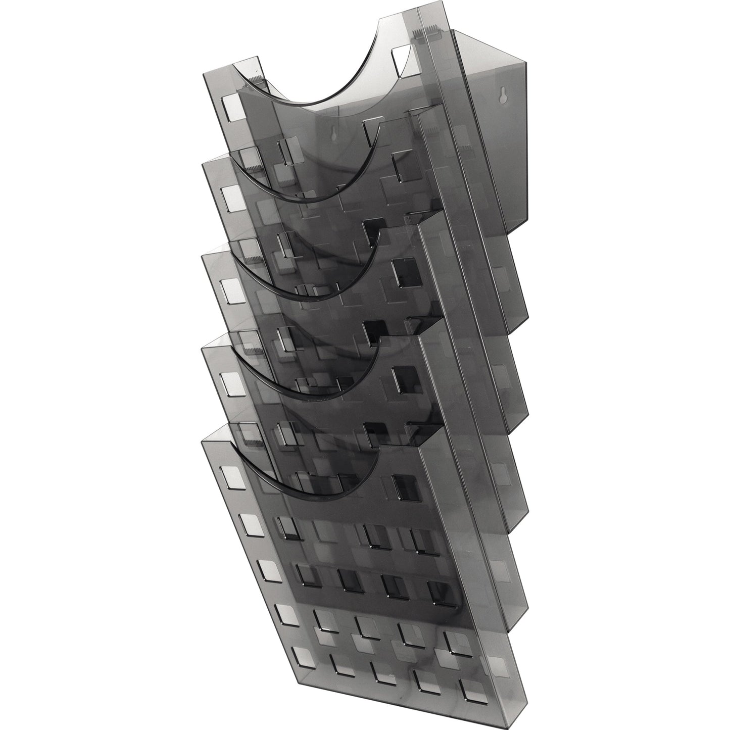 helit Prospekthalter the grid wall 24 x 57,4 x 15 cm (B x H x T) DIN A4 Polystyrol grau transparent 5 Fächer