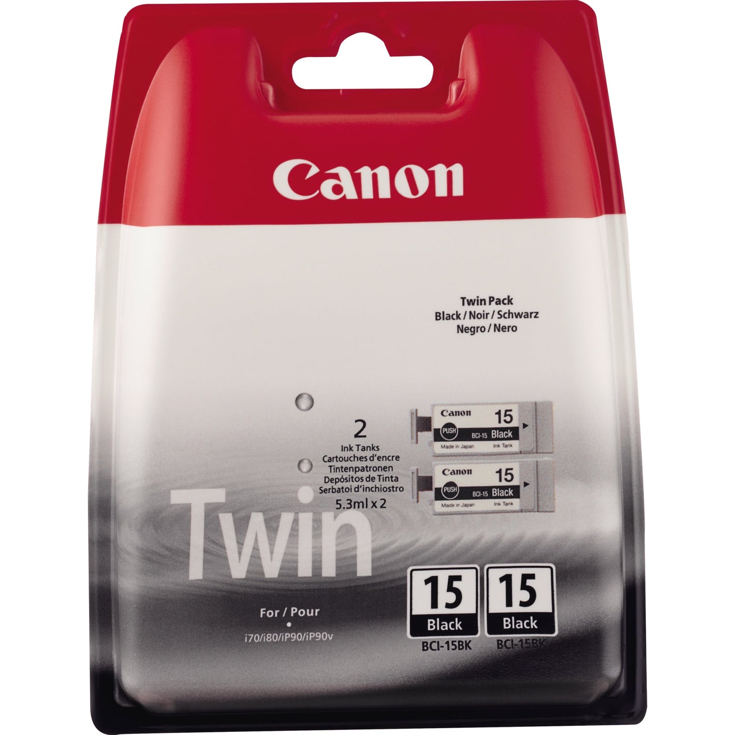 Canon Tintenpatrone Originalzubehör BCI-15BK ca. 2 x 121 Seiten schwarz 2 x 5,3ml 2 St./Pack.