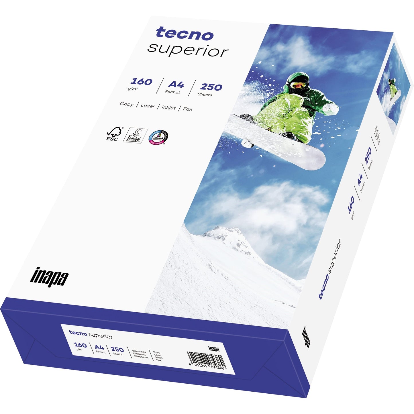 tecno Kopierpapier Superior DIN A4 200g/m² elementar chlorfrei gebleicht weiß 250 Bl./Pack.